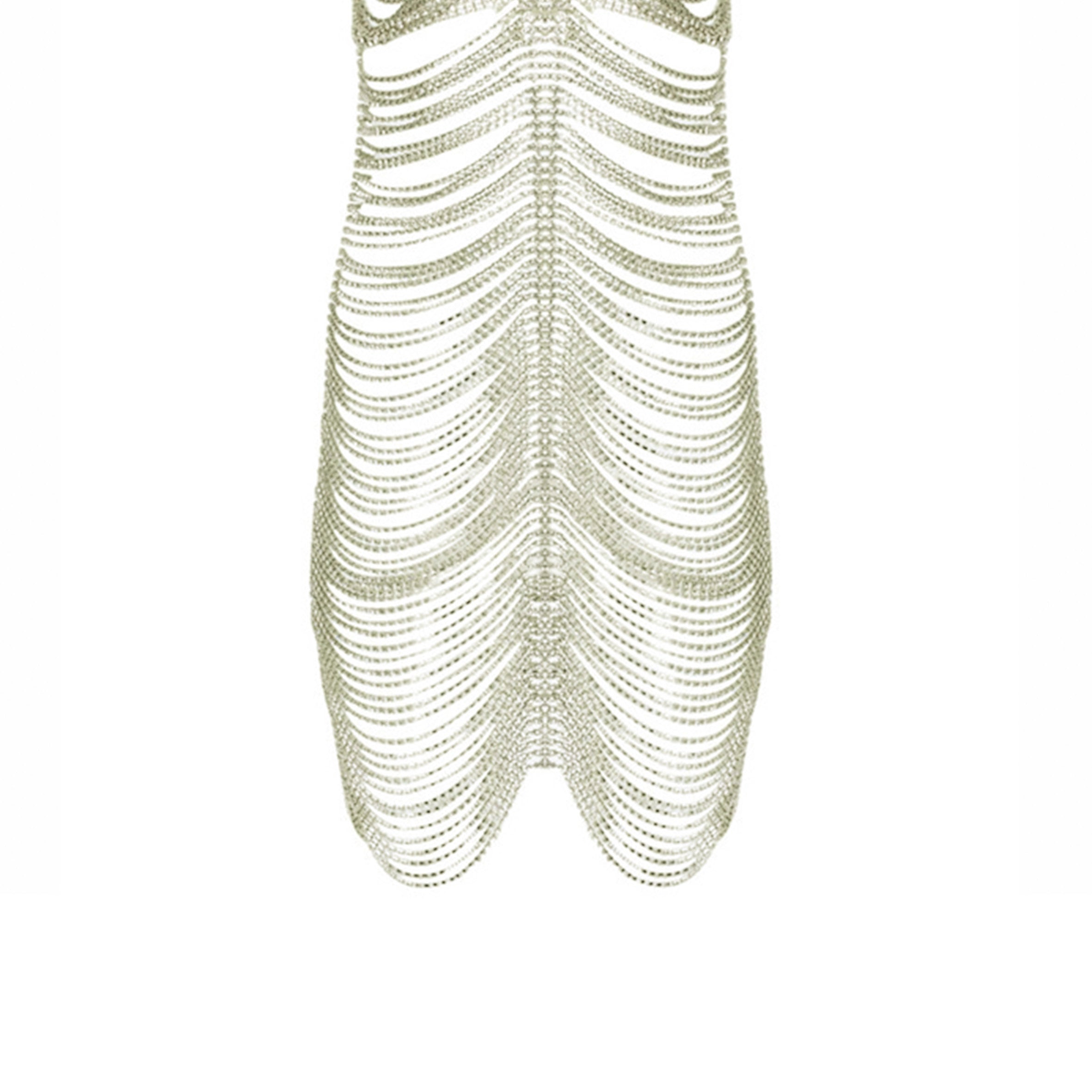 Hollow Rhinestone Tassel Dress Body Chain A0232