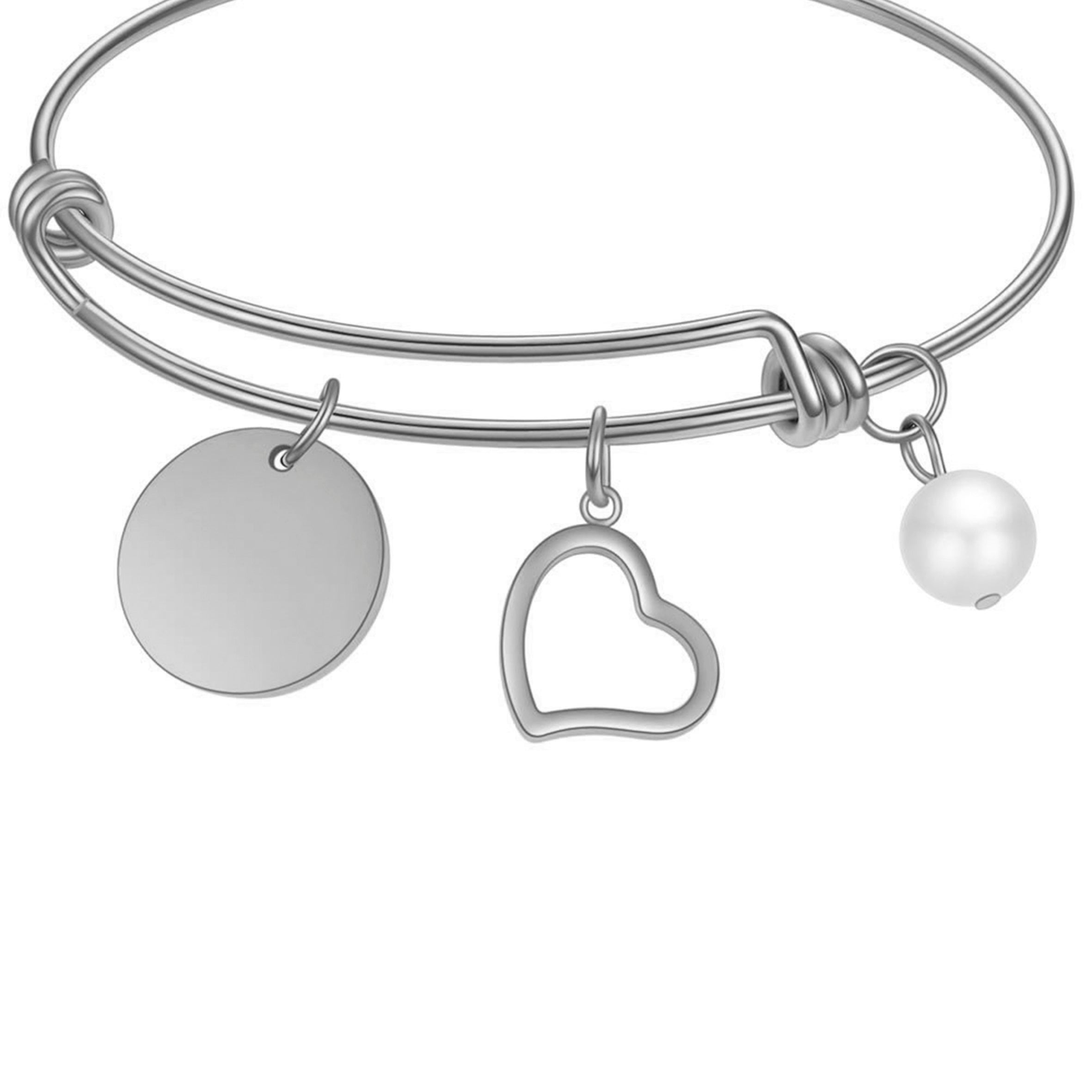 Stainless Steel Heart Pendant Bracelets B2325