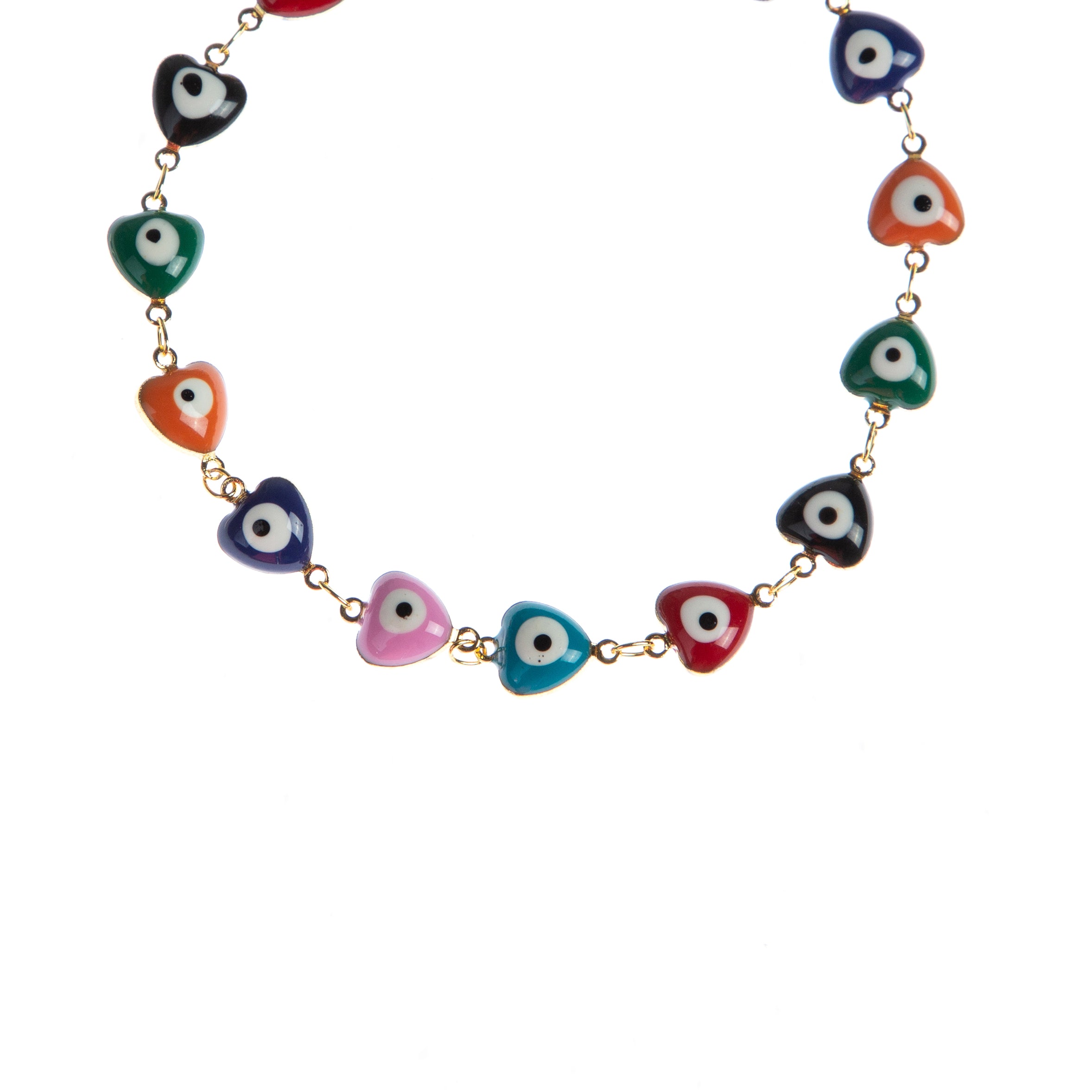 Heart Evil Eye Bead Chain Bracelet B3318