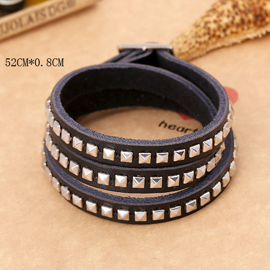 Rivet Leather Wrap Bracelet B3821