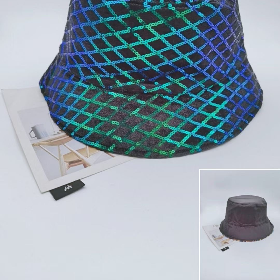 Mesh Pattern Sequin Fisherman Hat C0293