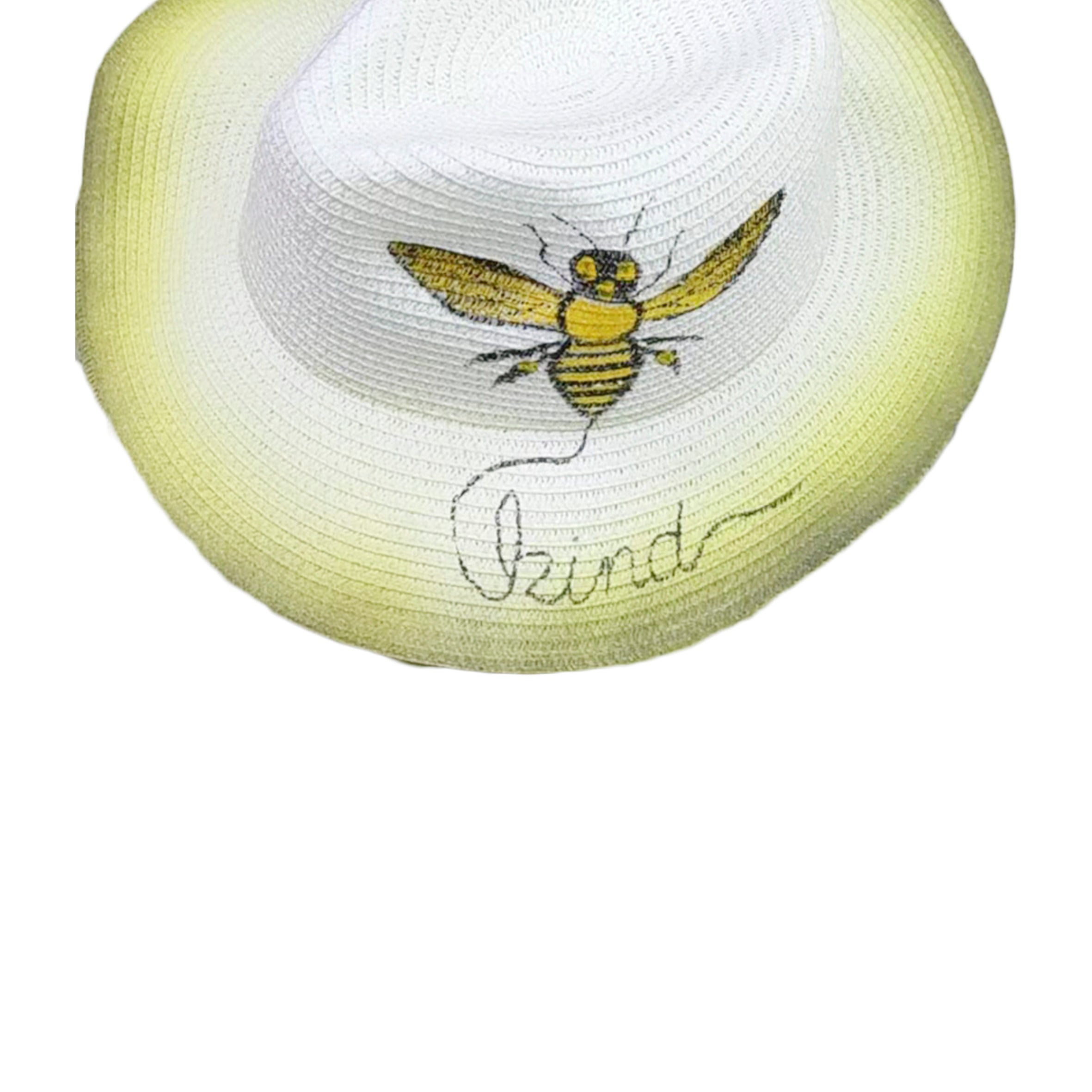 Bee Printed Straw Fedora Hat C0370