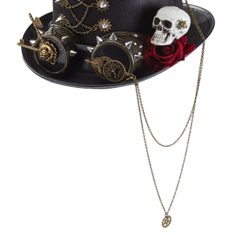 Gothic Skull Gear Stud Rose Glasses Hat C0421