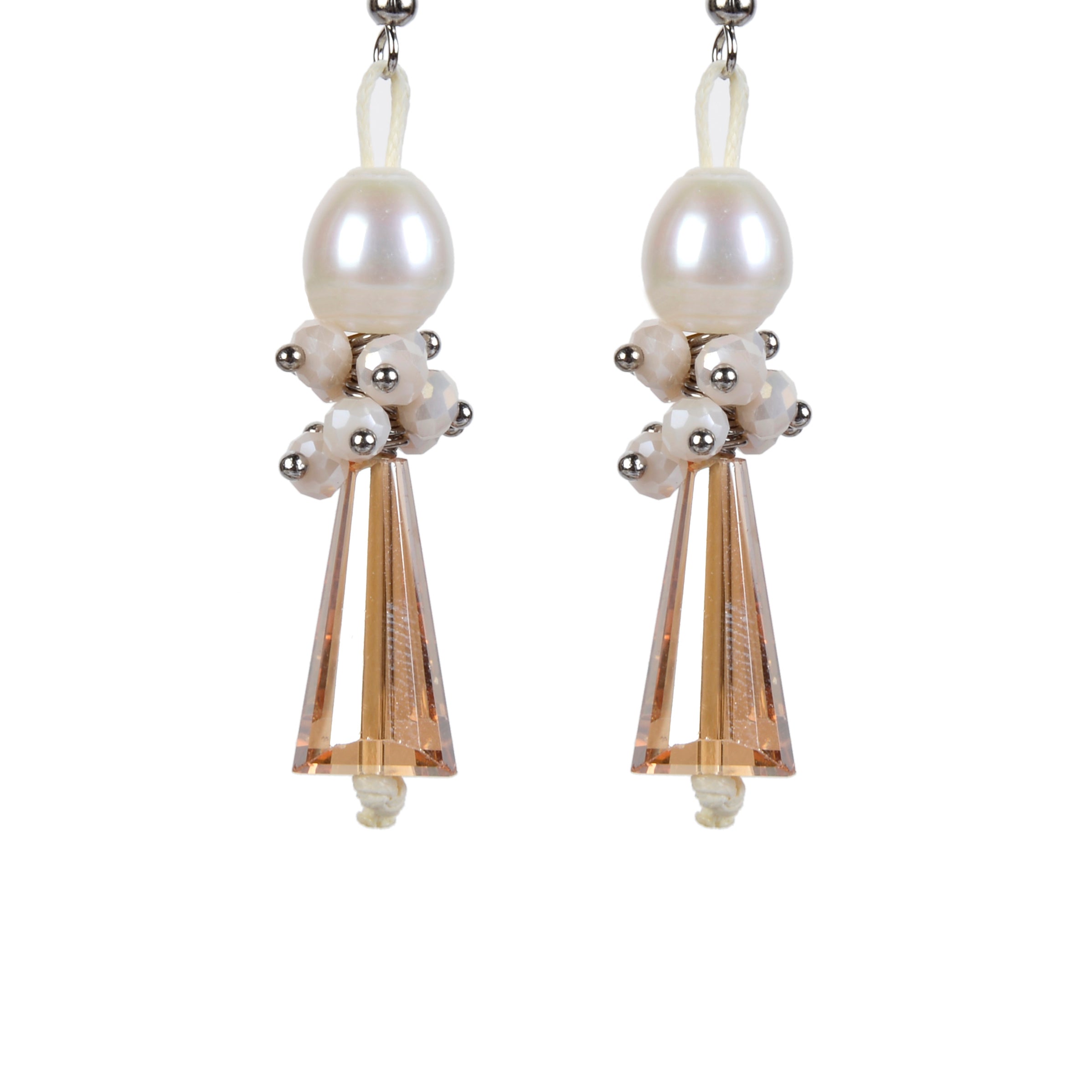 Women Elegant White Pearl Crystal Drop Earrings E2076