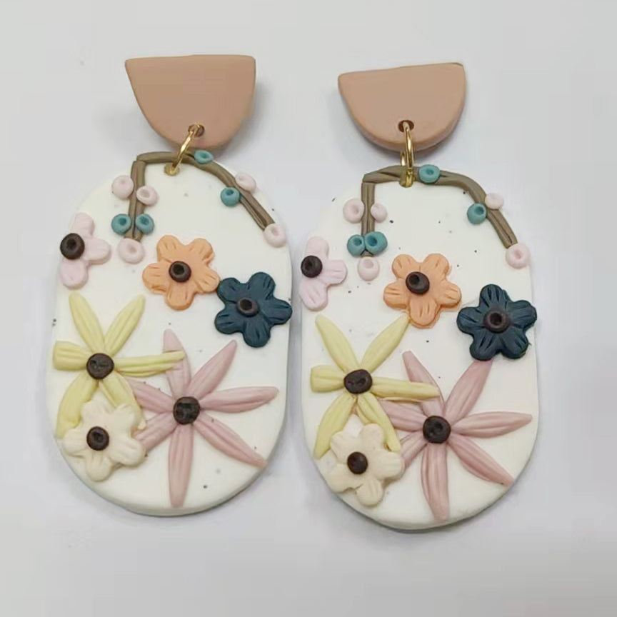 Floral Polymer Clay Earrings E4609