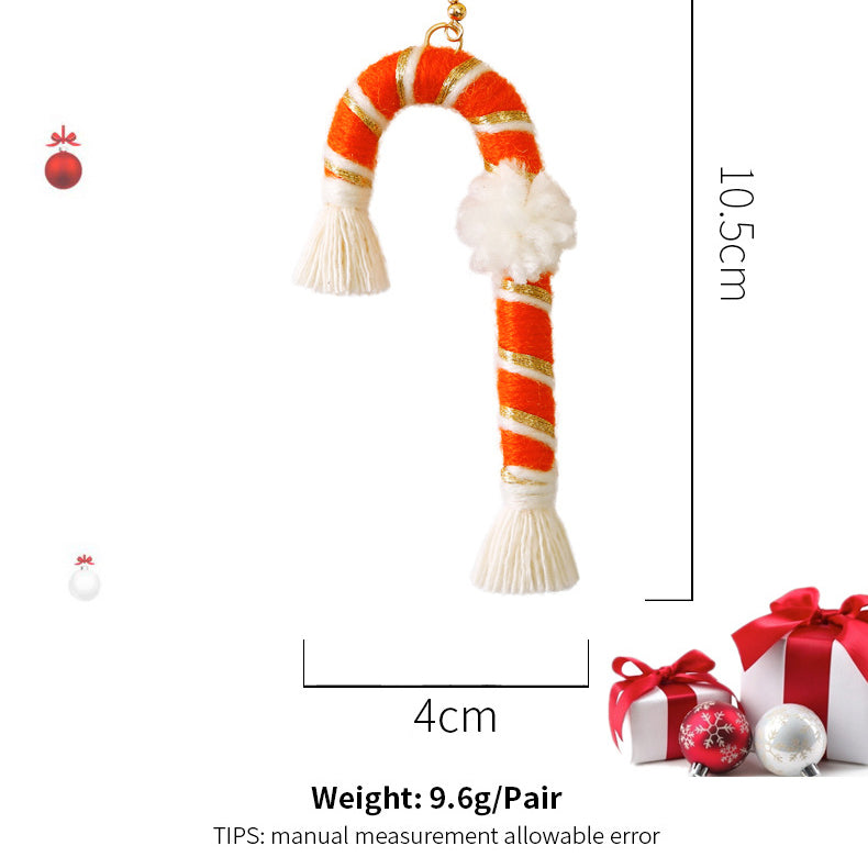 Christmas Crutch Texile Tassel Earrings E5035