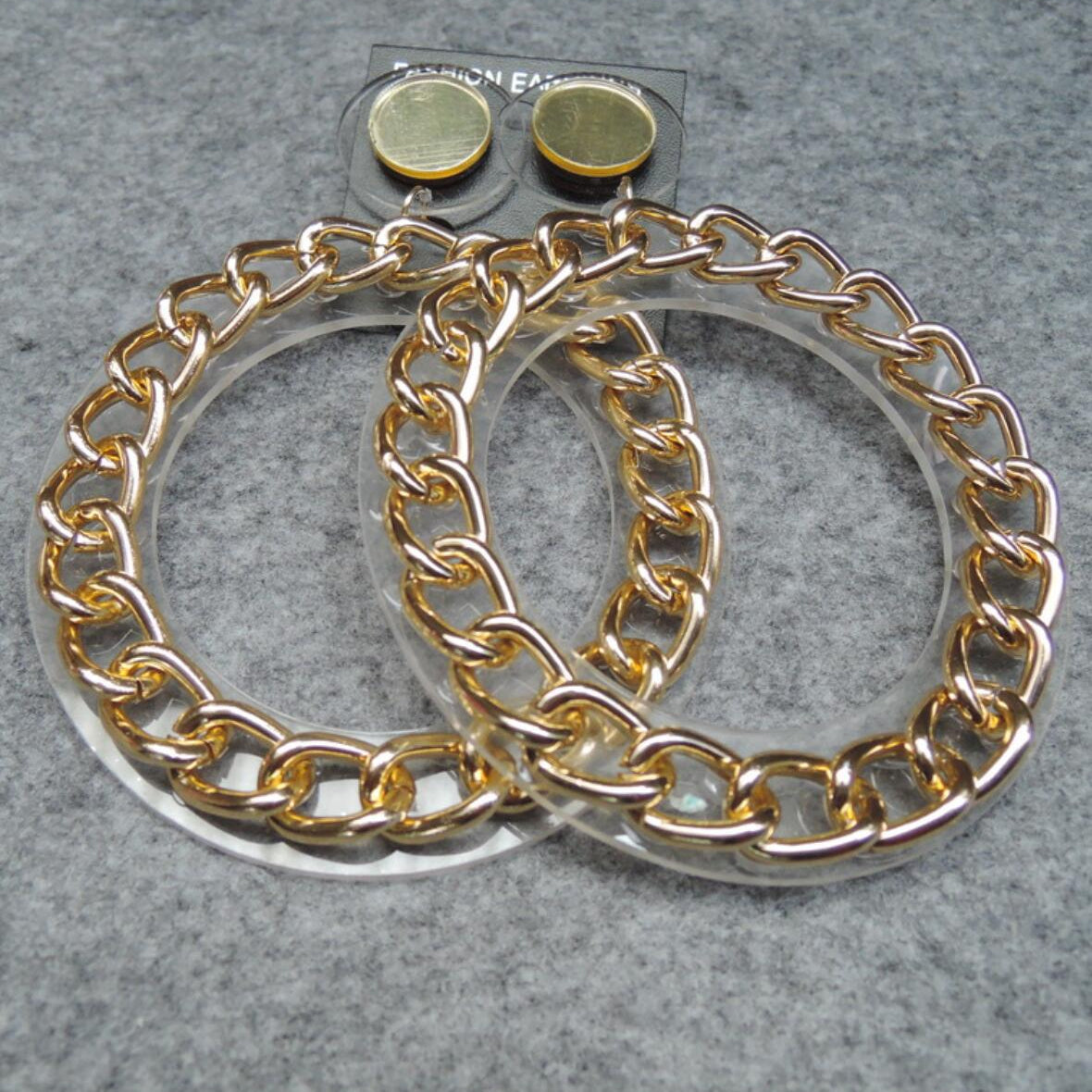 Oval Chain Acrylic Earrings E5539