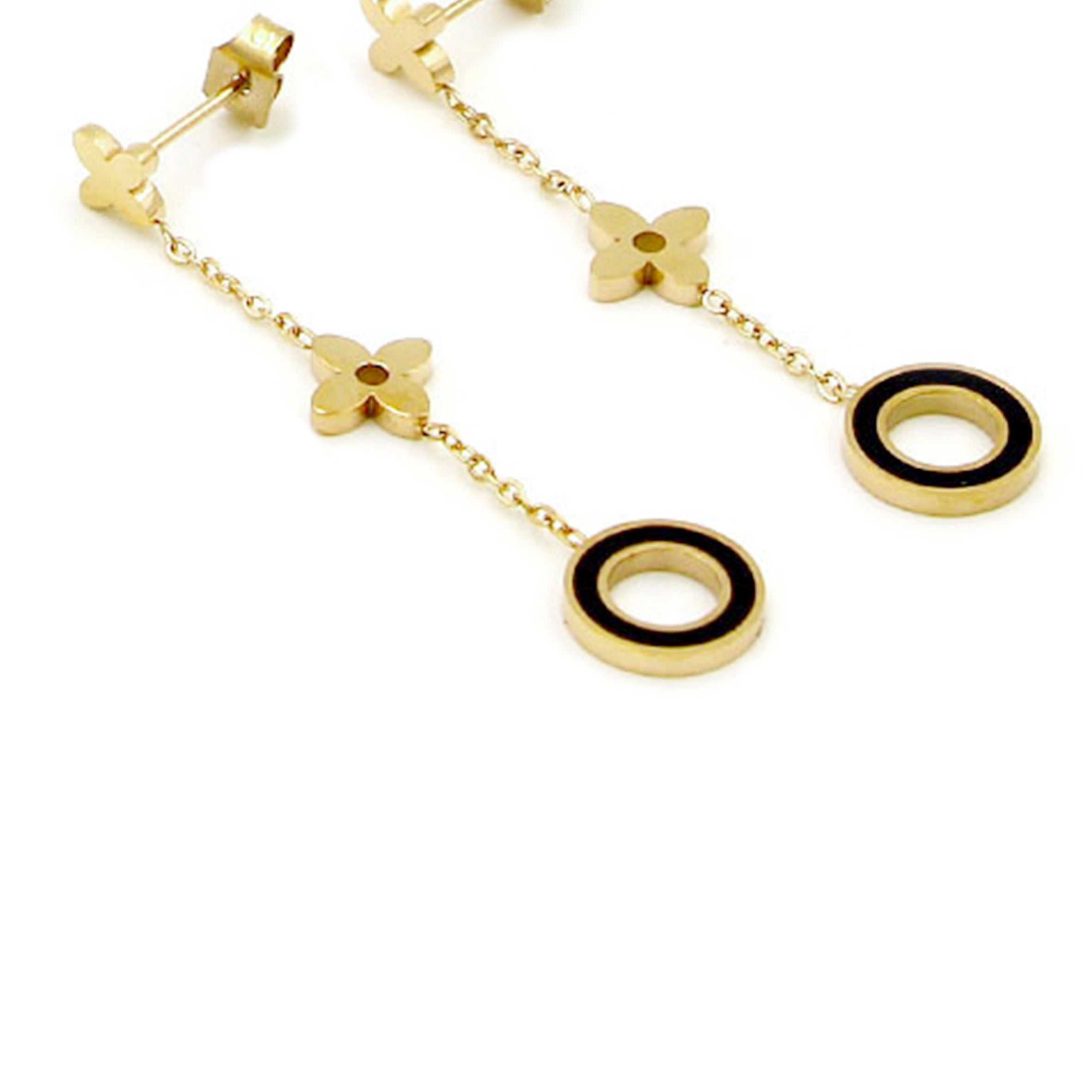 Clover Circle Chain Stainless Steel  Earrings E5795