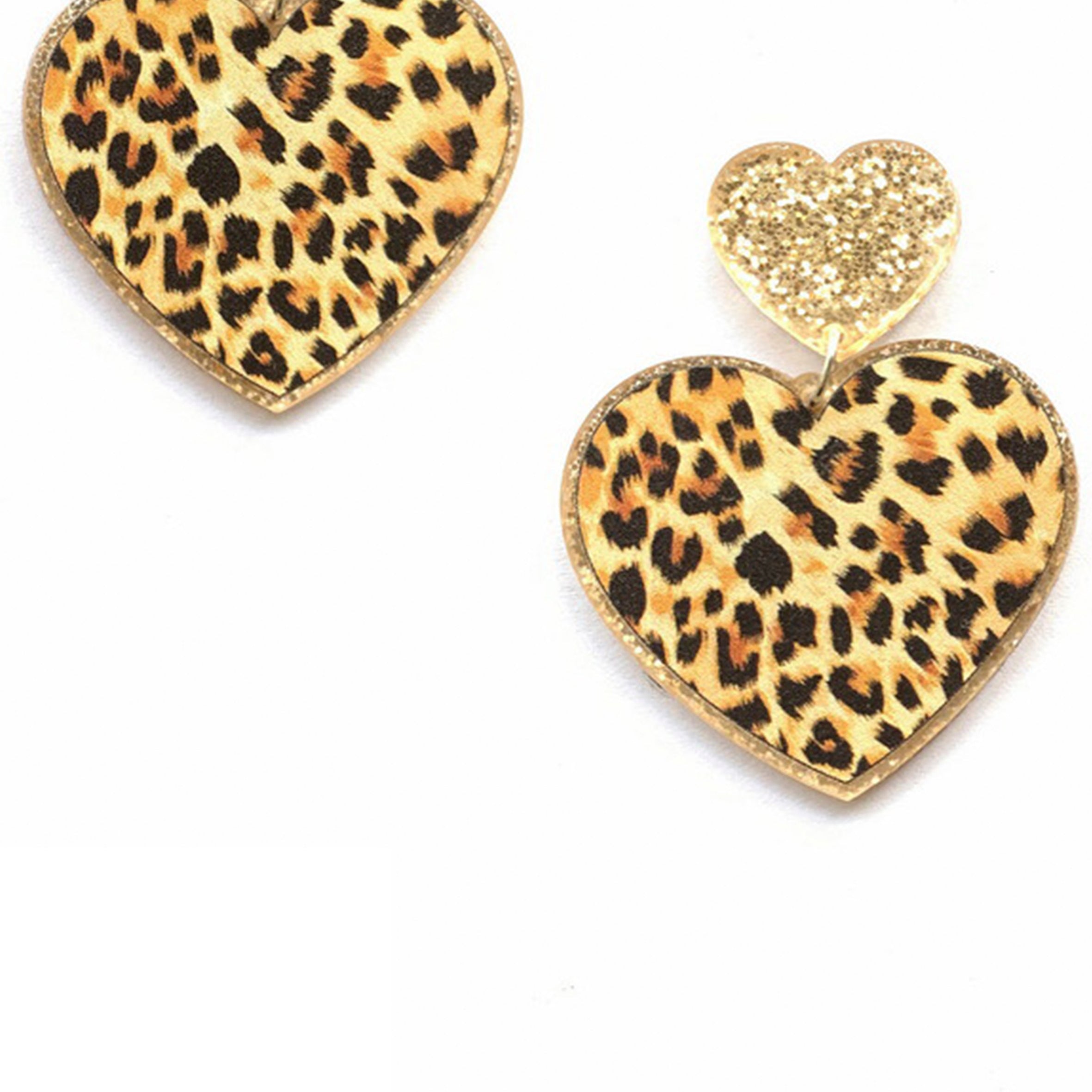 Animal Printed Heart Acrylic Earrings E5831