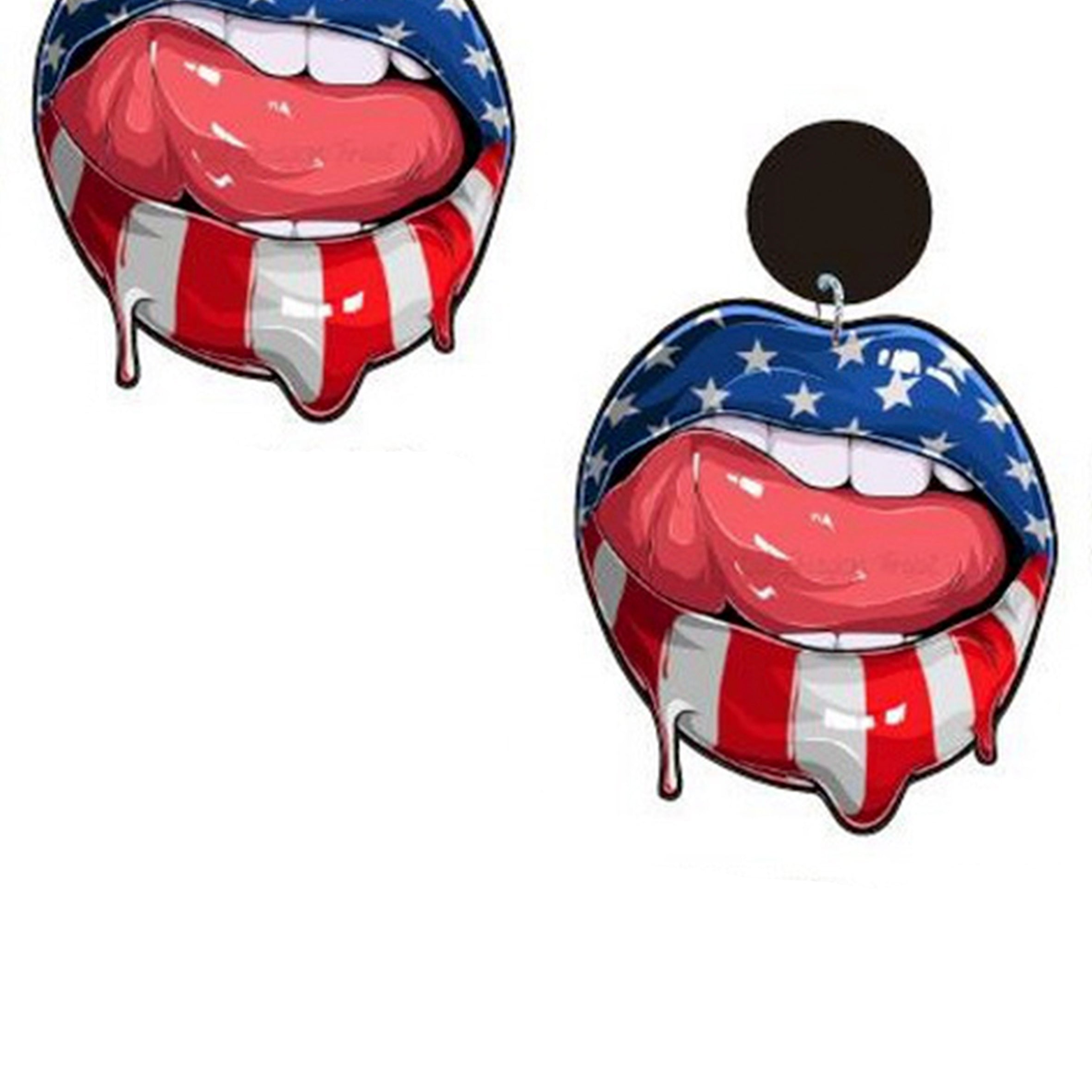 Mouth American Flag Acrylic Earrings E5976