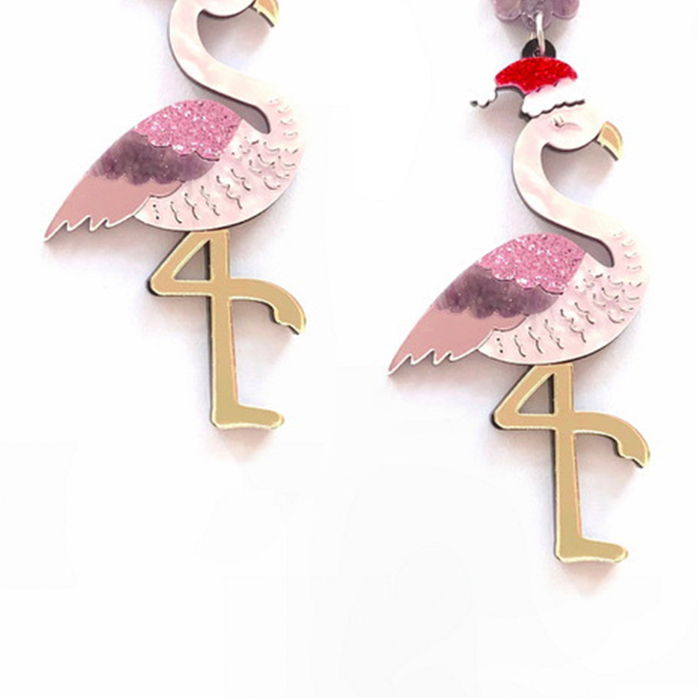 Christmas Flamingo Acrylic Earrings E6308