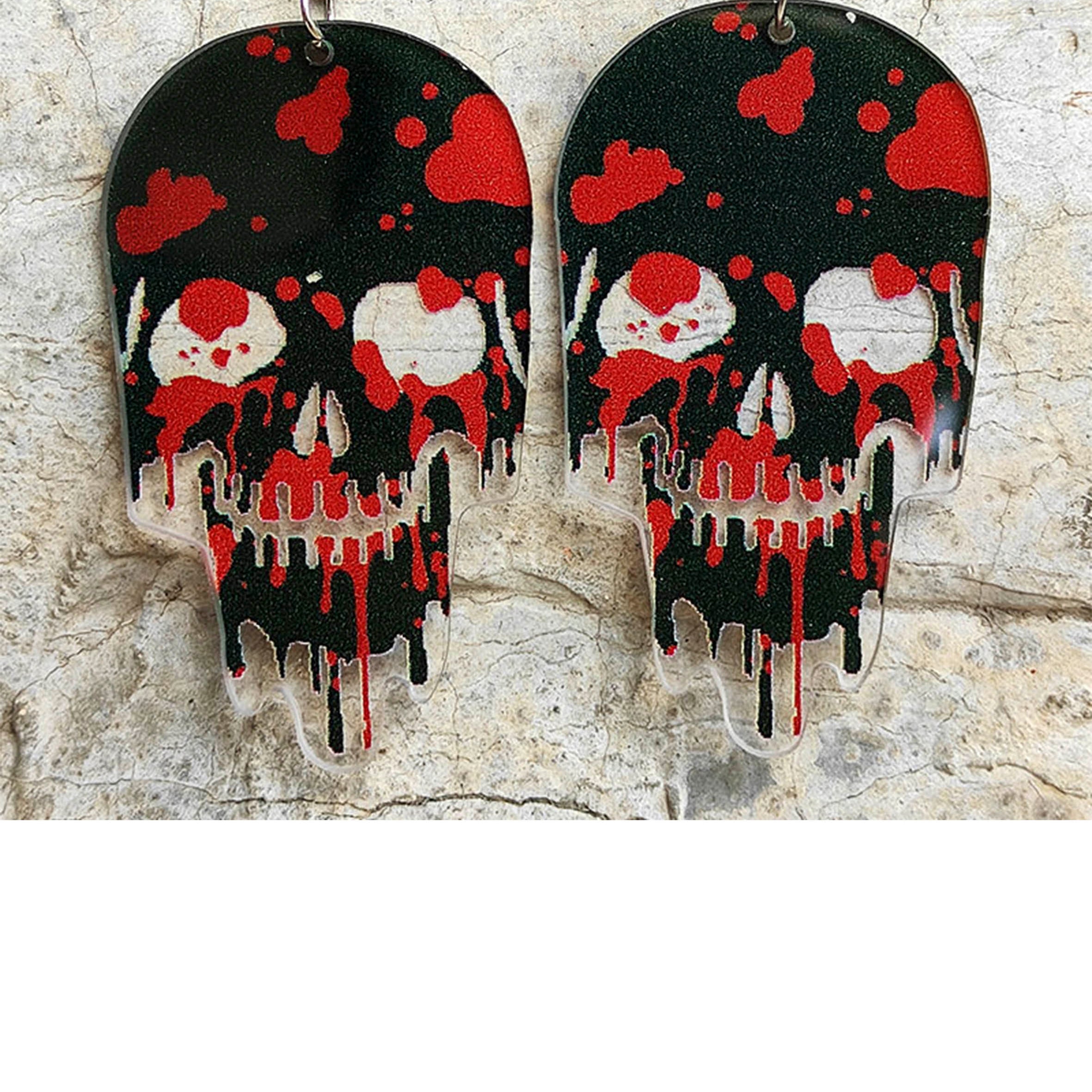 Bloodstained Skull Acrylic Earrings E6348