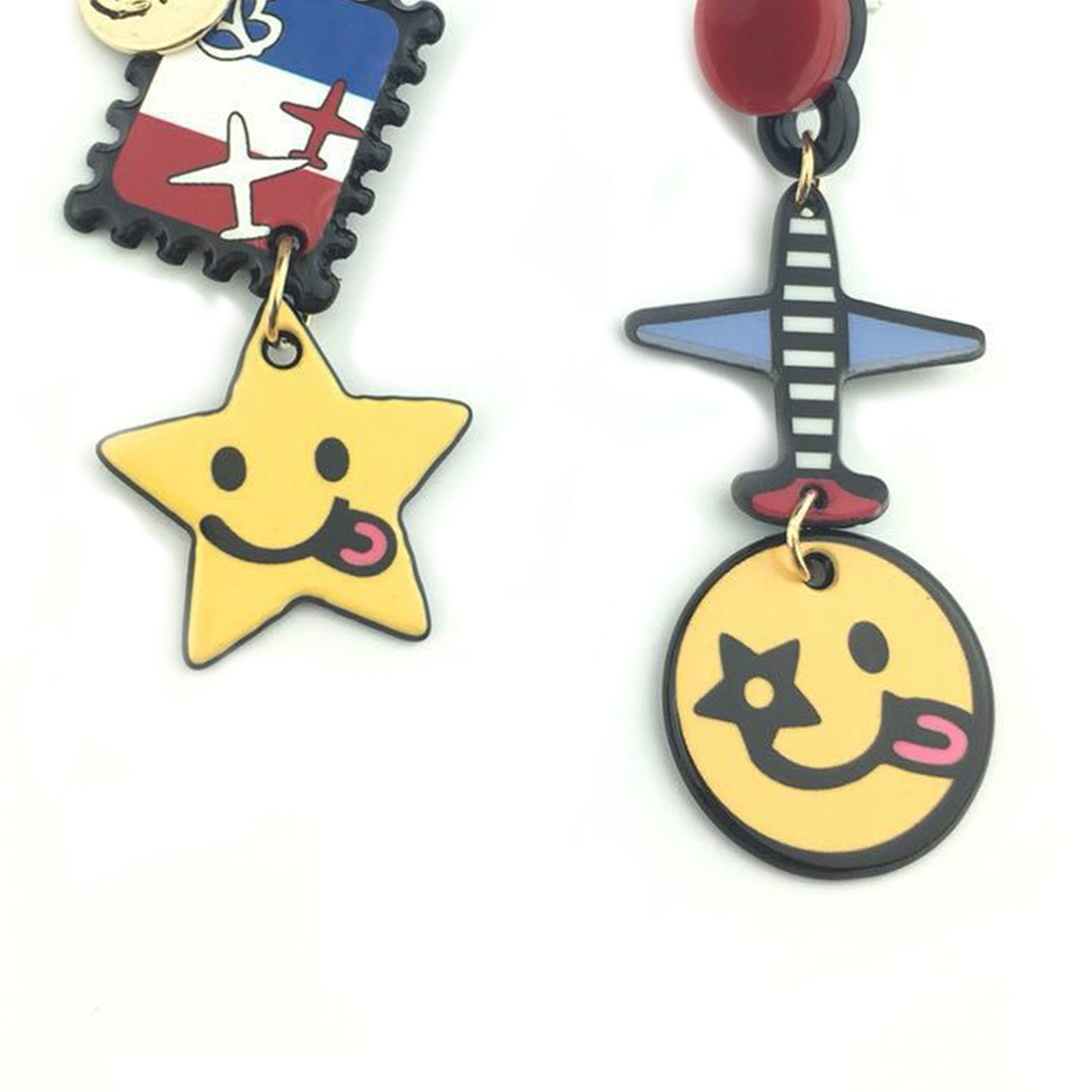 Smiley Star Acrylic Asymmetrical Earrings E6454