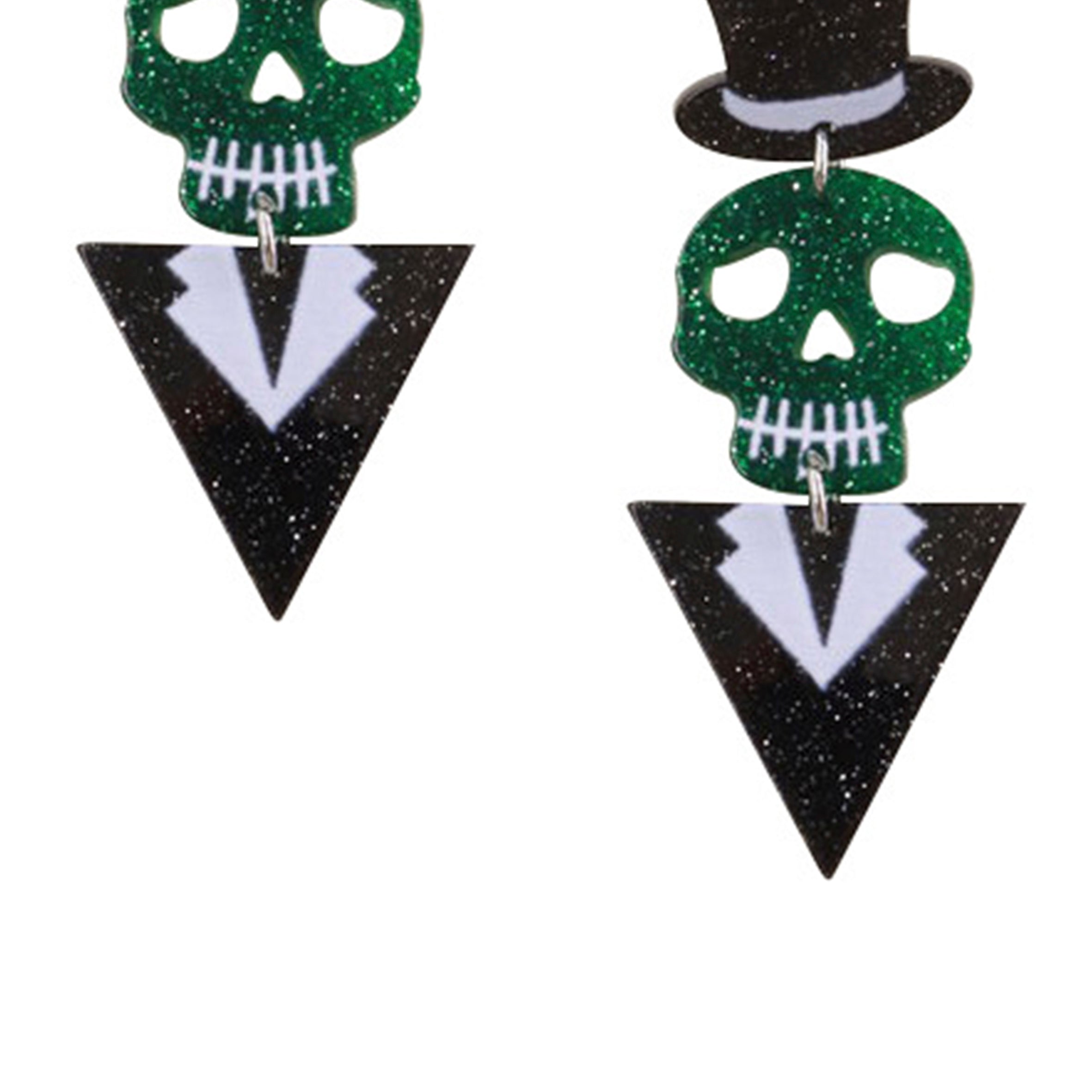 Suit Skull Acrylic Earrings E6491