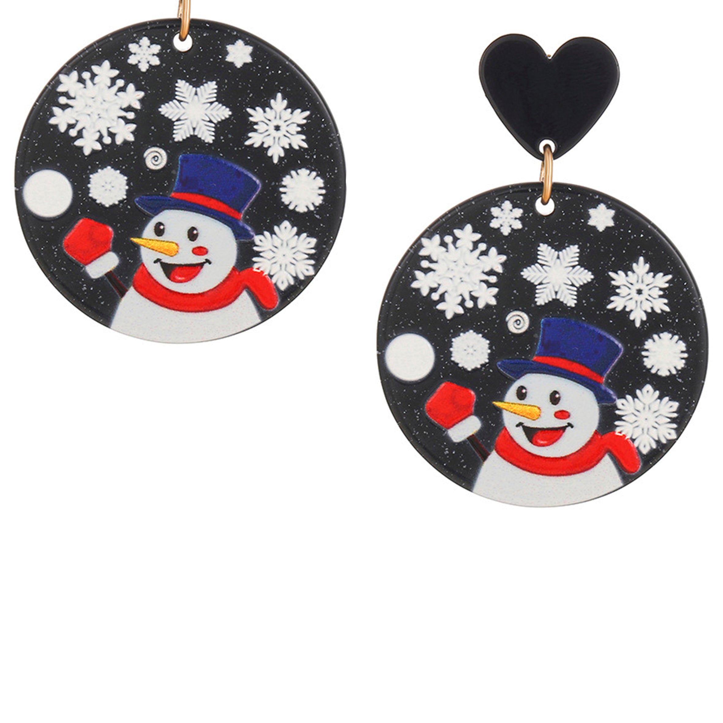 Christmas Snowman Circle Acrylic Earrings E6883
