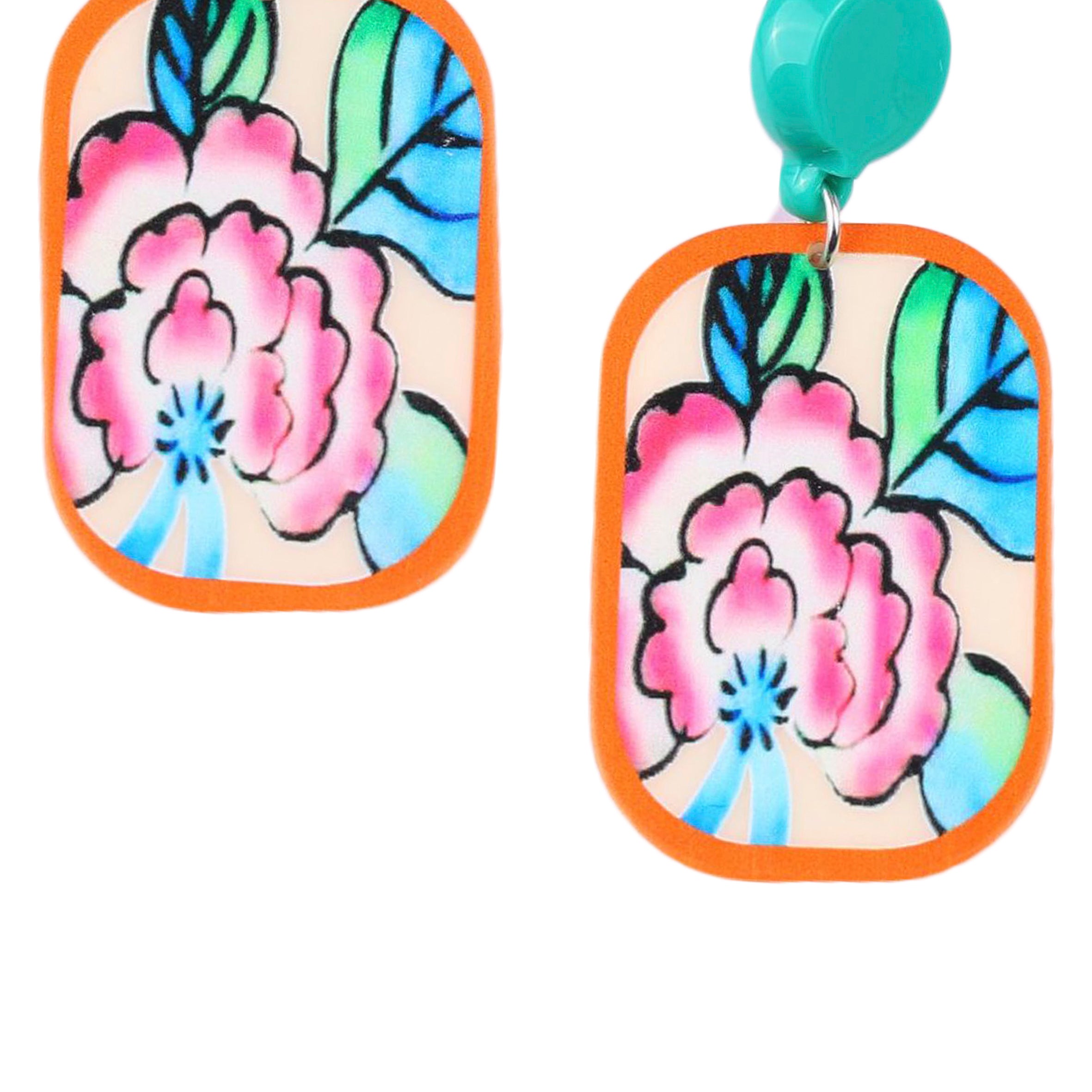 Floral Rectangle Acrylic Earrings E6885