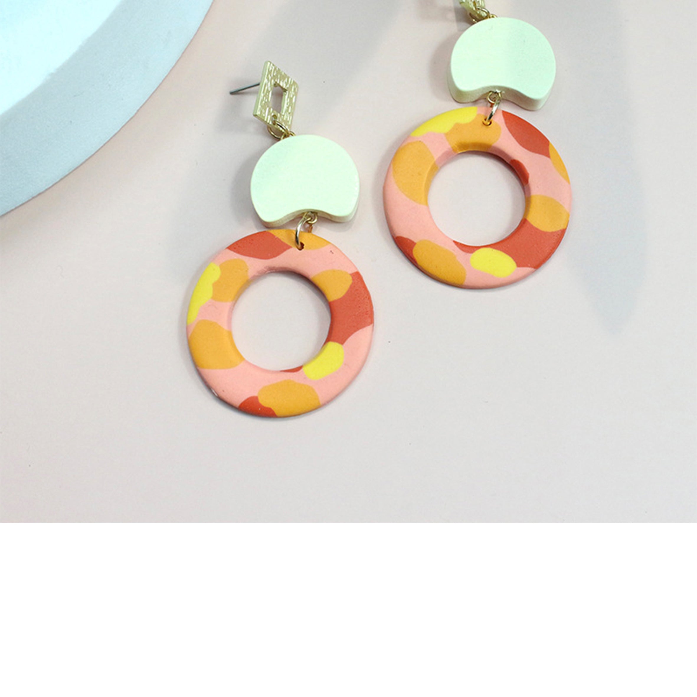 Circle Chain Polymer Clay Earrings E6966