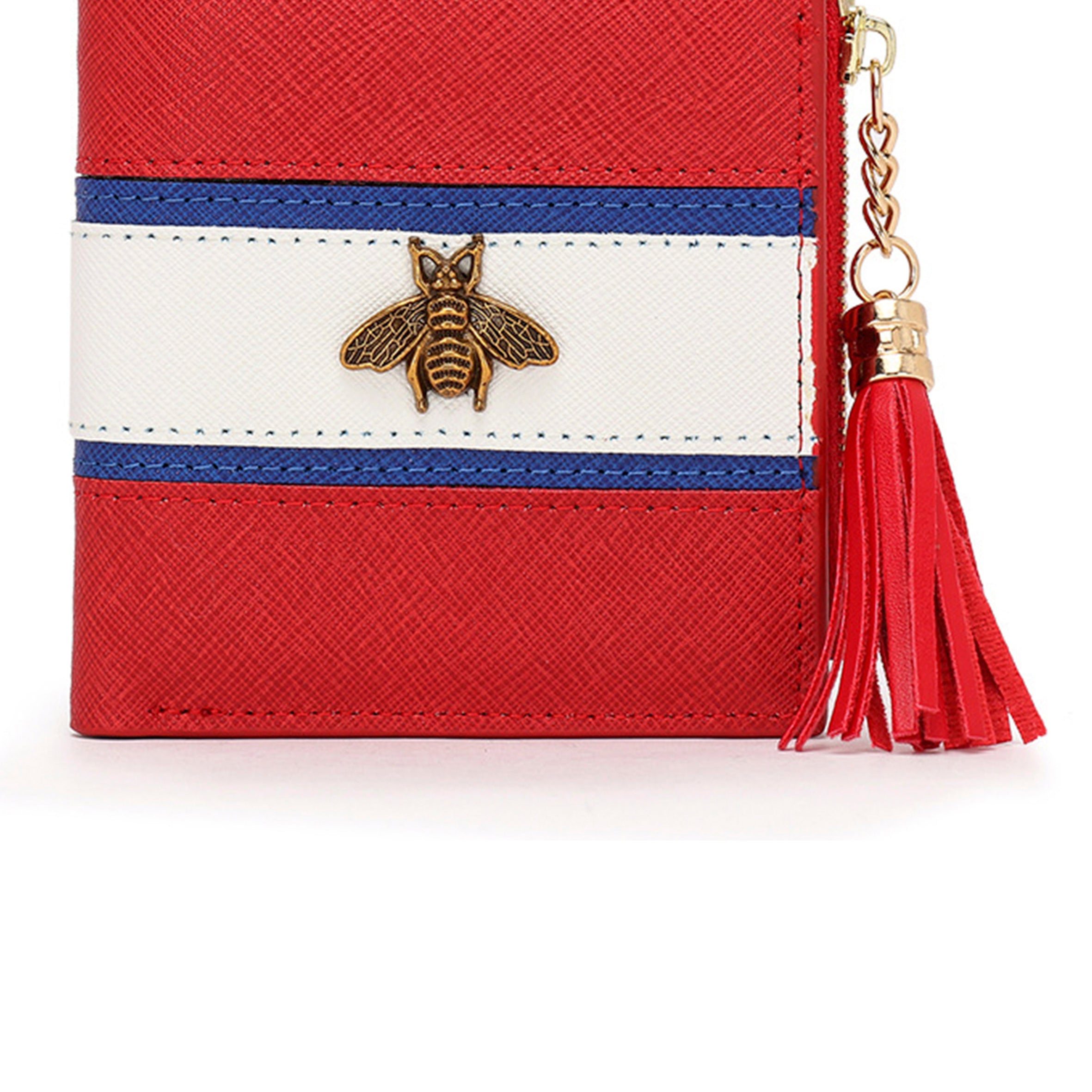 Square Bee Striped Leather Wallet HB0900