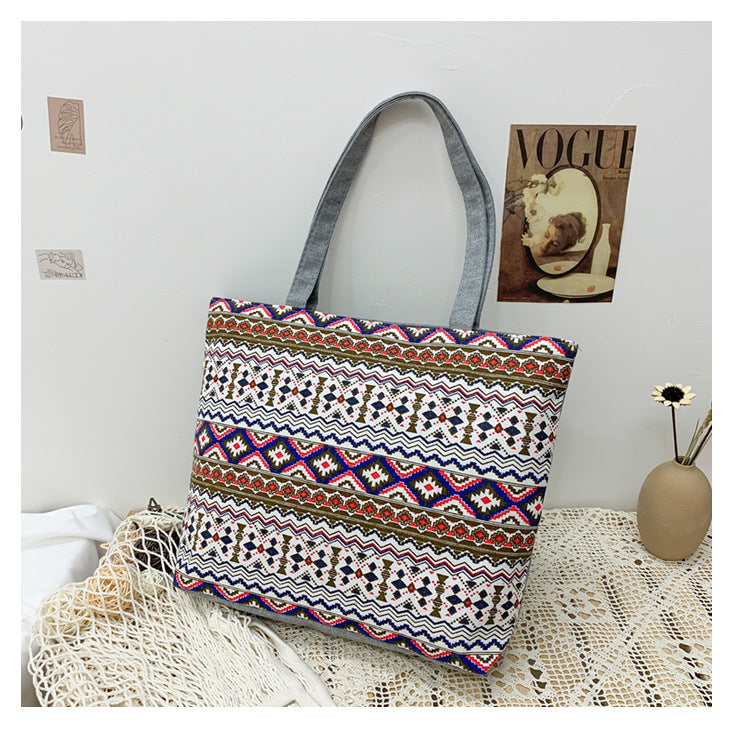 Rhombus Ethnic Style Canvas Tote Bag HB1891