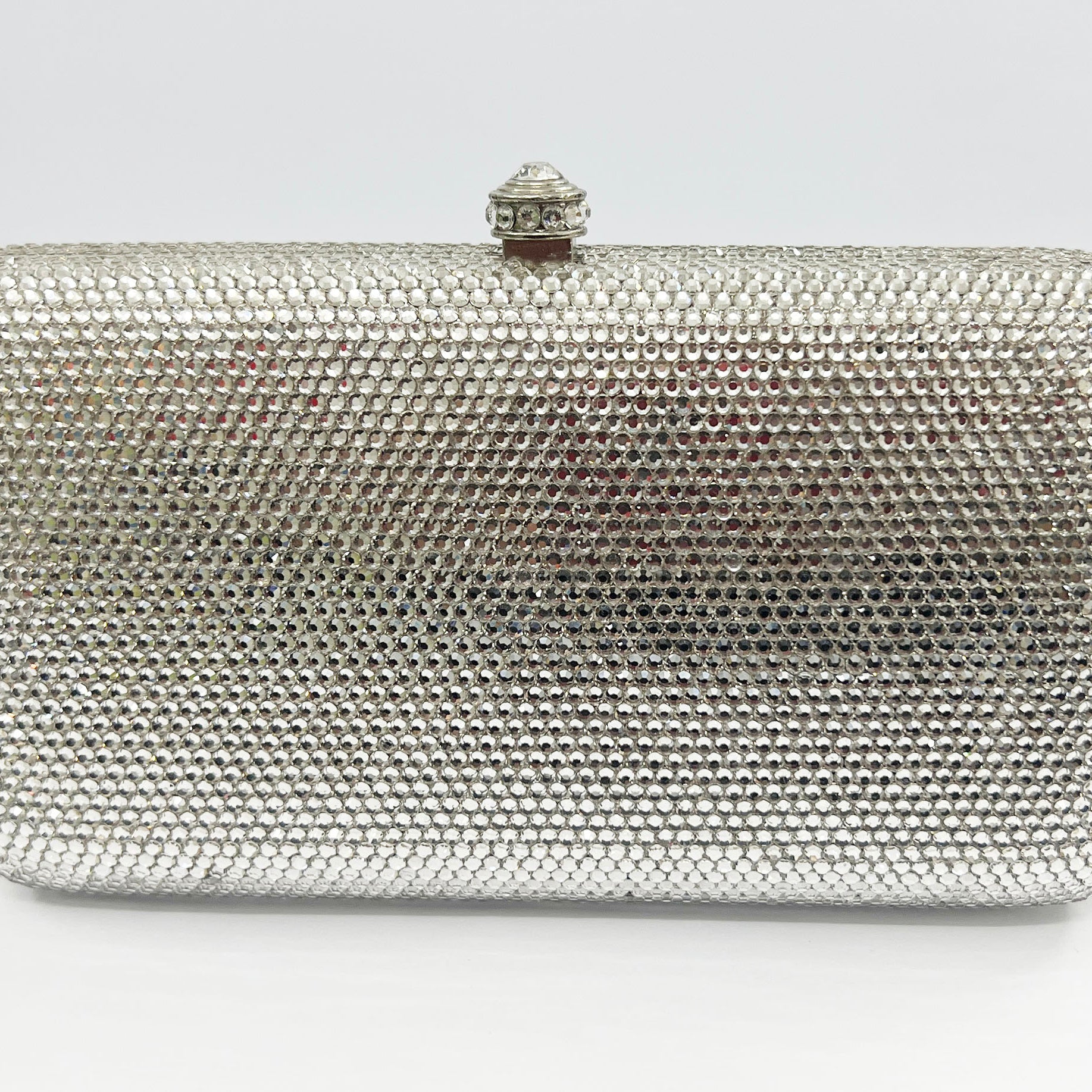 Silver Rounded Rectangle Box Evening Bag HB2408