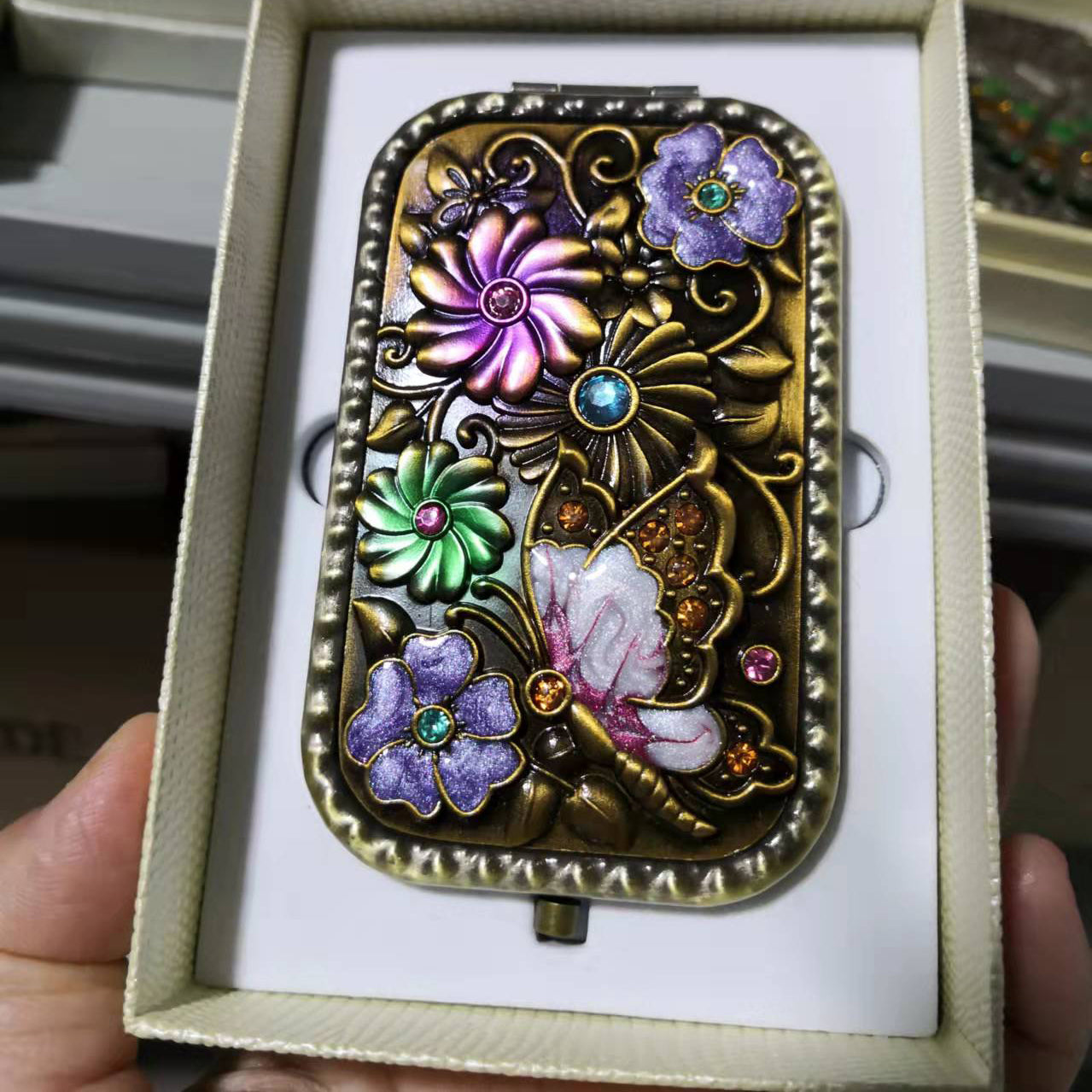 Floral Butterfly Portable Fold Mirror M0418