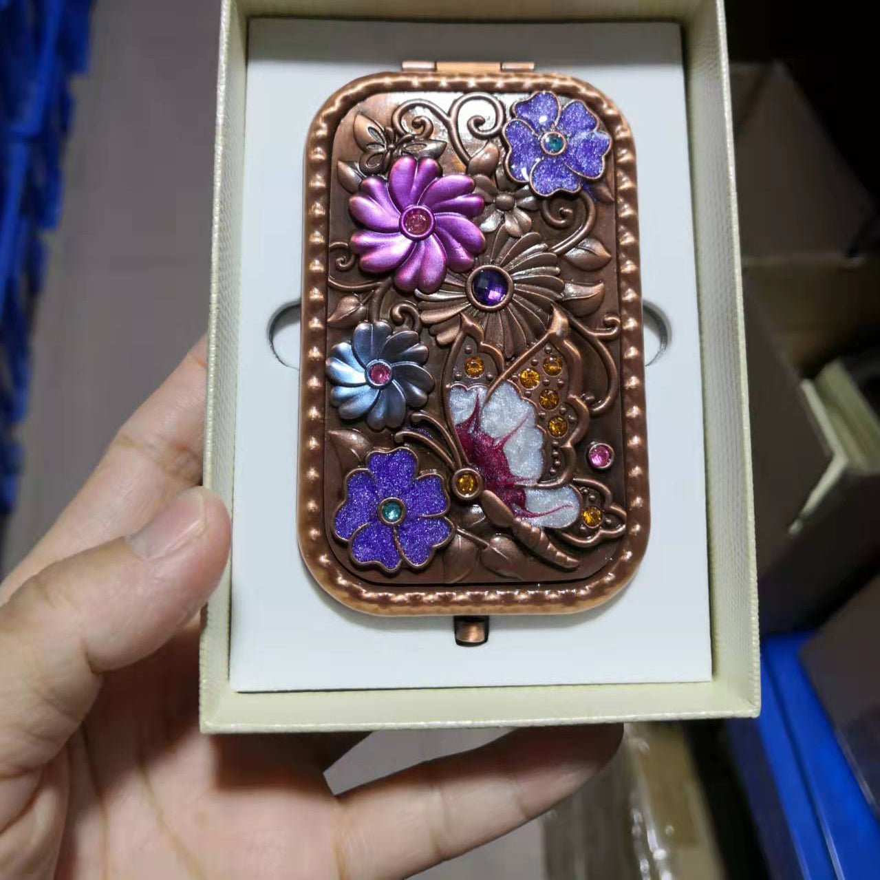 Floral Butterfly Portable Fold Mirror M0418