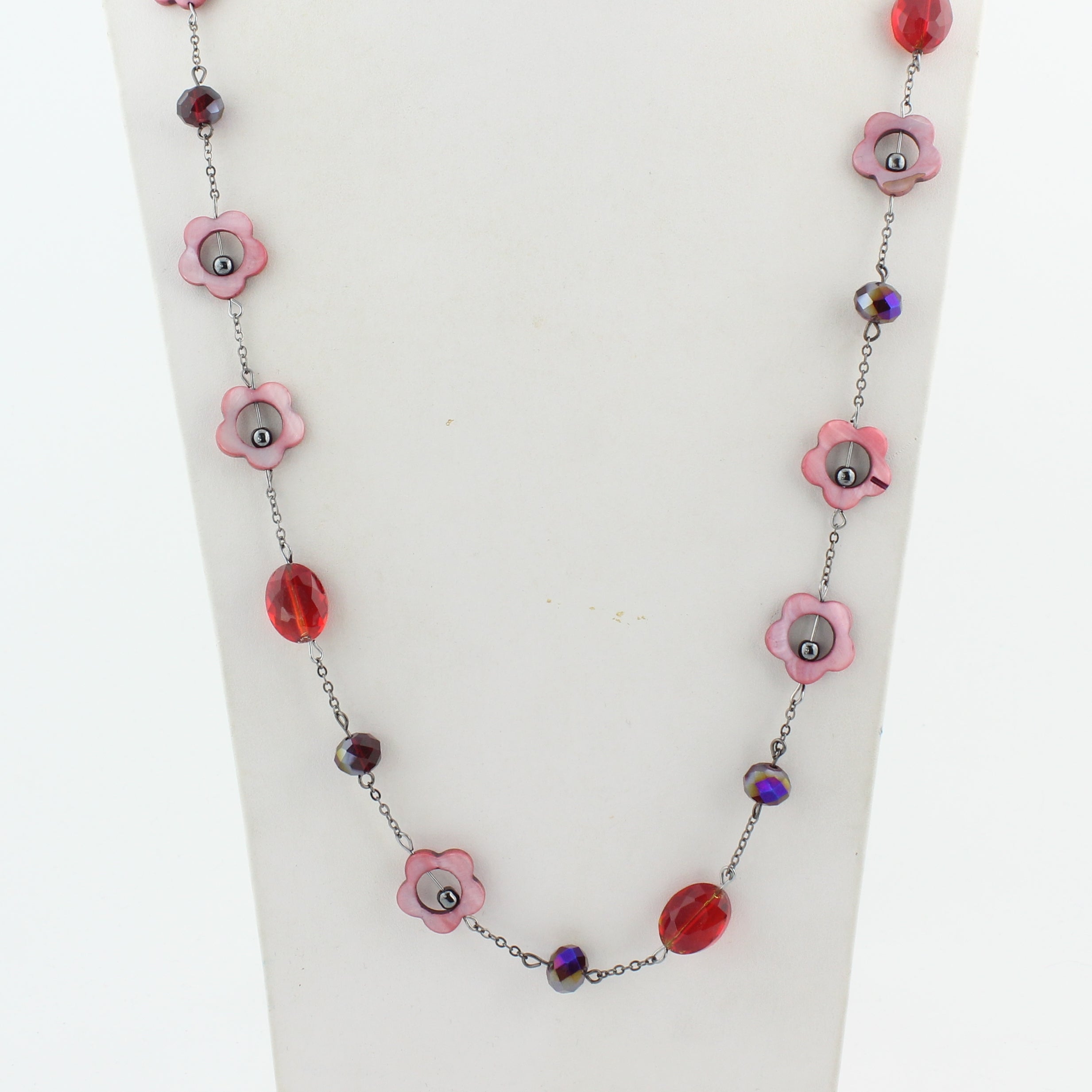 Flower Crystal Long Necklace N1958