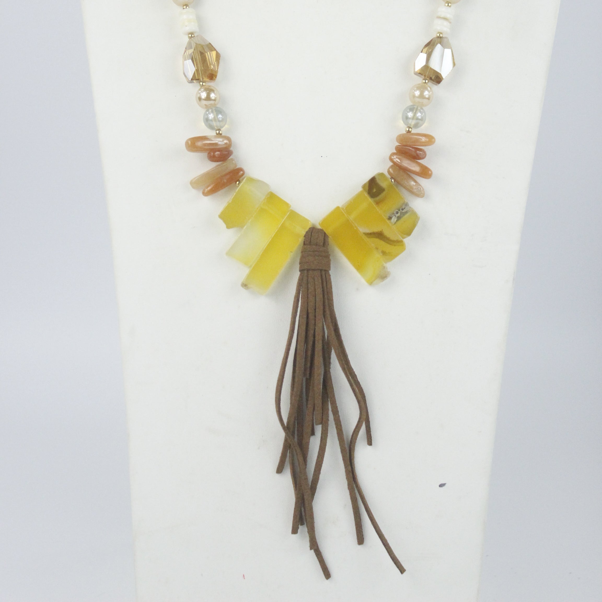 Leatherette Natural Stone Necklace N2396