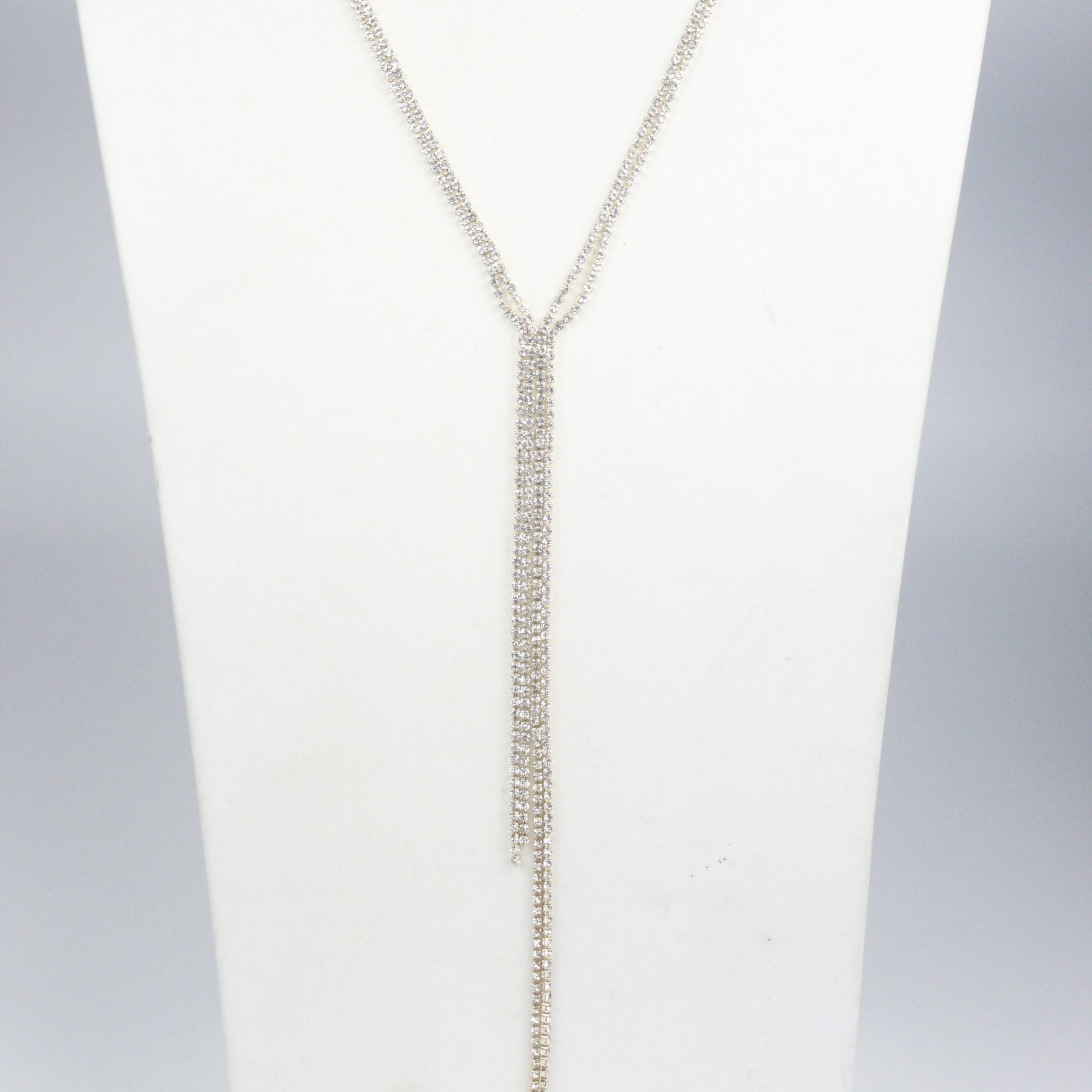 Rhinestone Long Tassel Necklace N2597