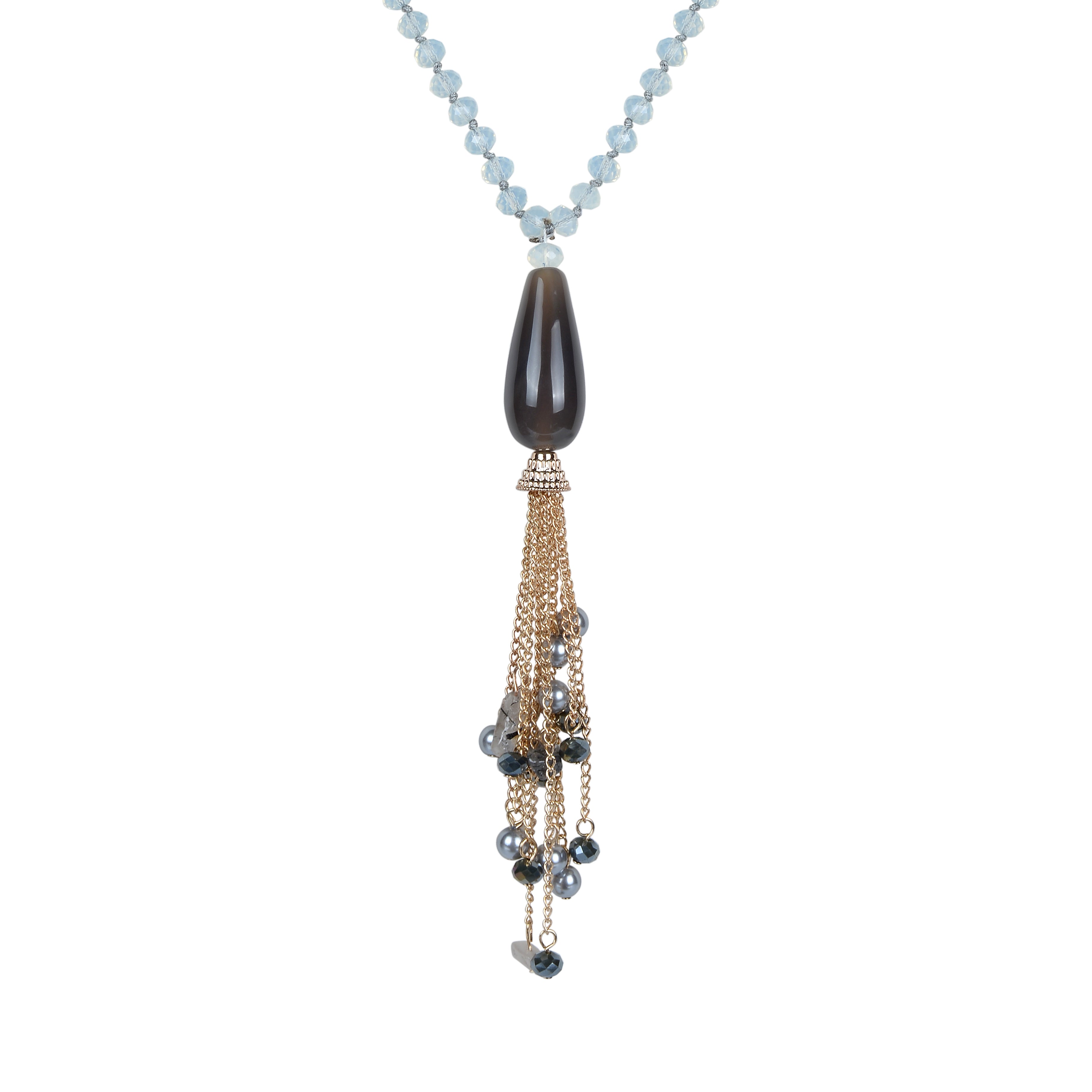Stone Pendant Chain Tassel Necklaces N2856