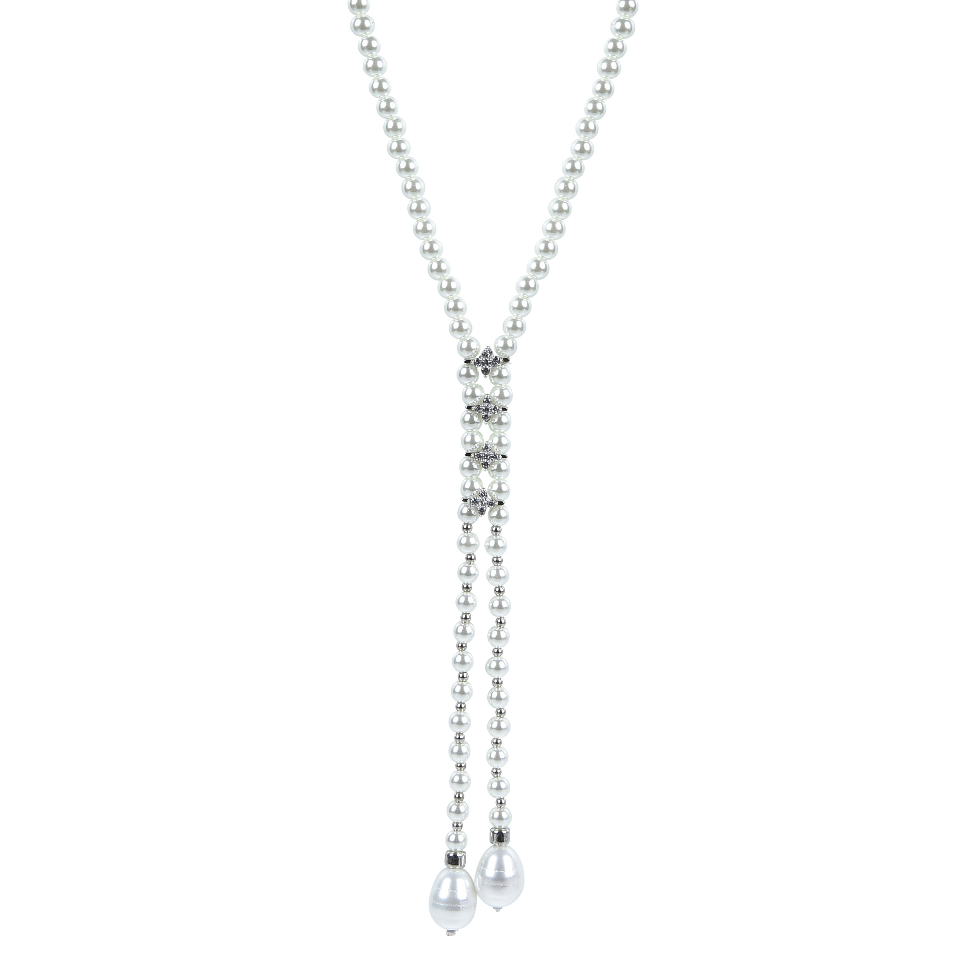 Women White Fresh Pearls Long Necklaces N3105