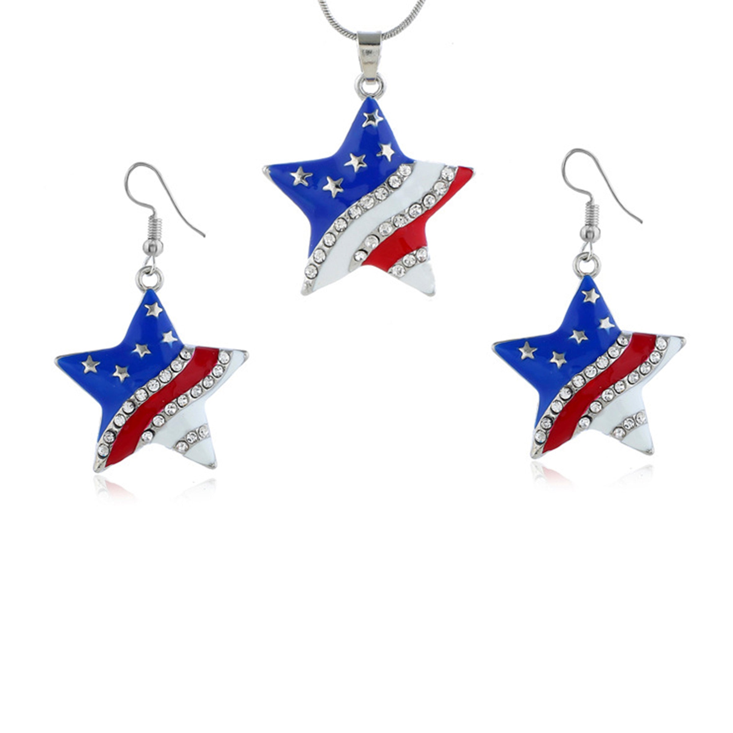 Star American Flag Necklace Set N4016-SET