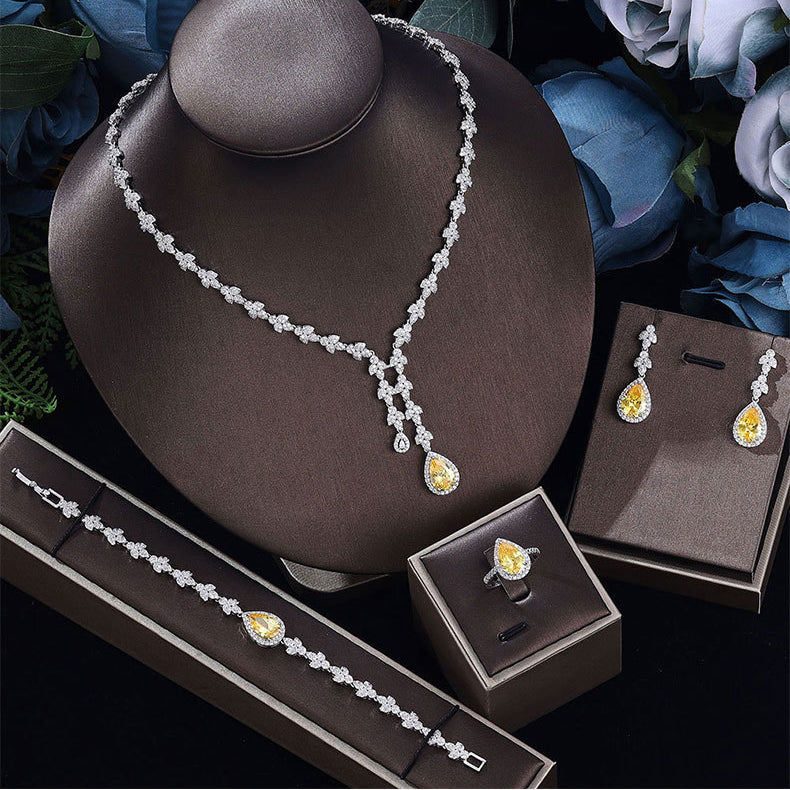 Cubic Zirconia Necklace Bracelet Earrings  Rings N4791-SET