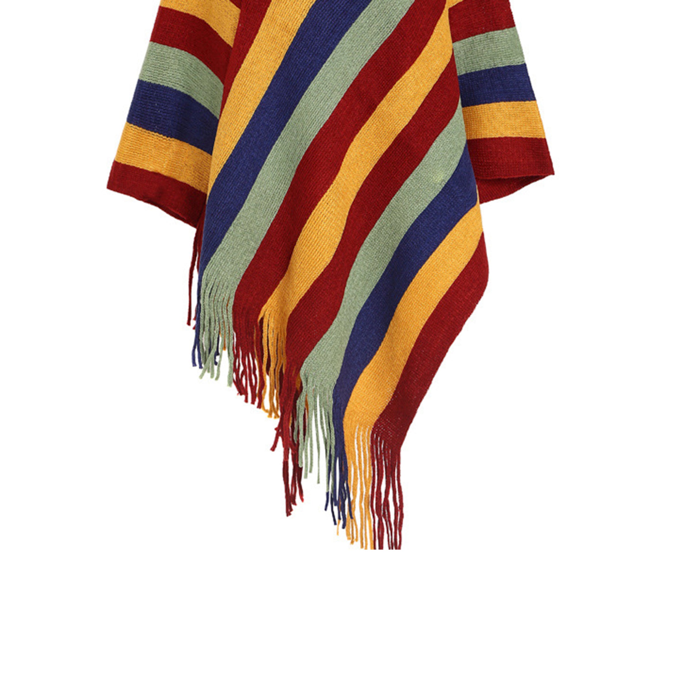 Multicolor Striped Poncho S0136