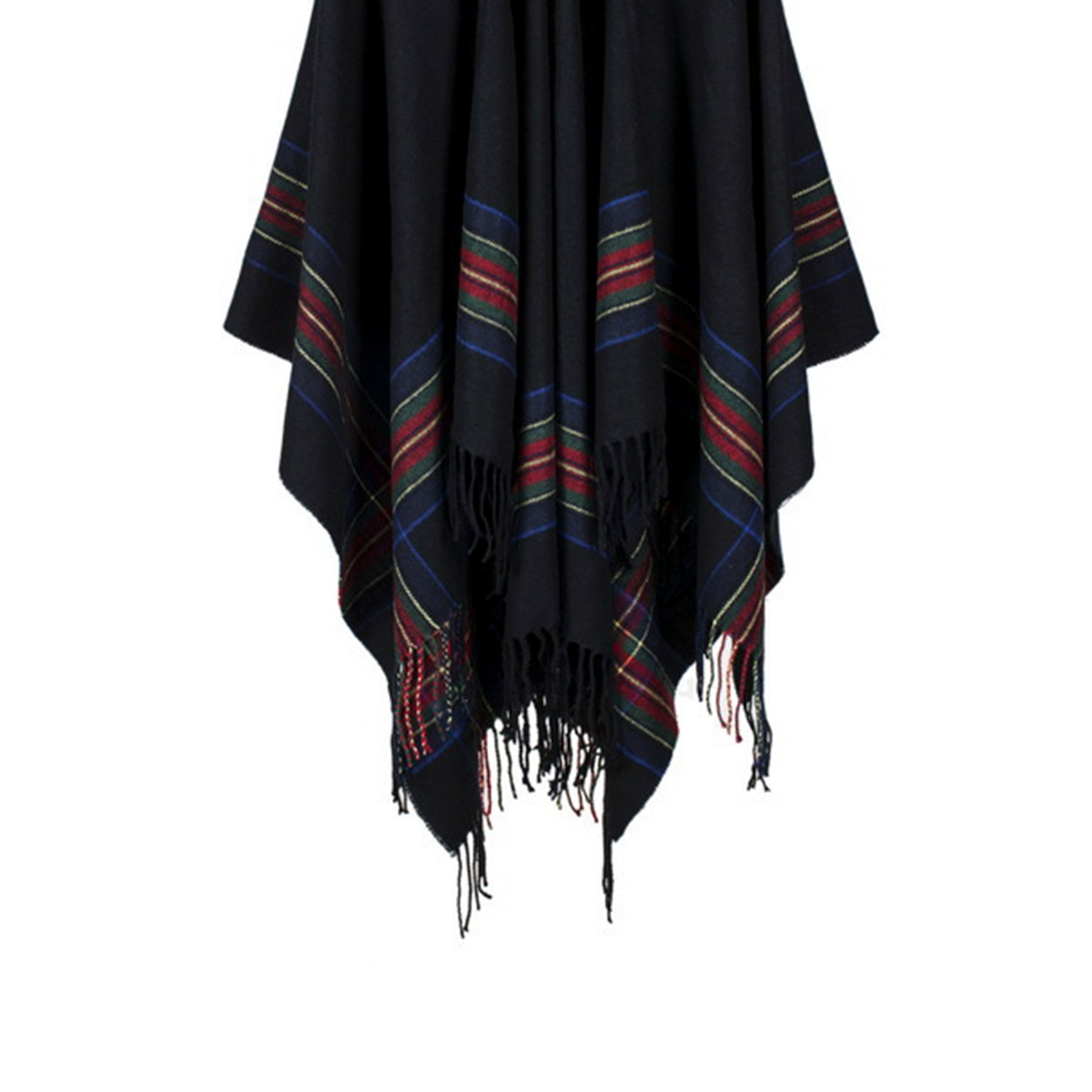 Striped Printed Cashmere Hooded Shawl S0193