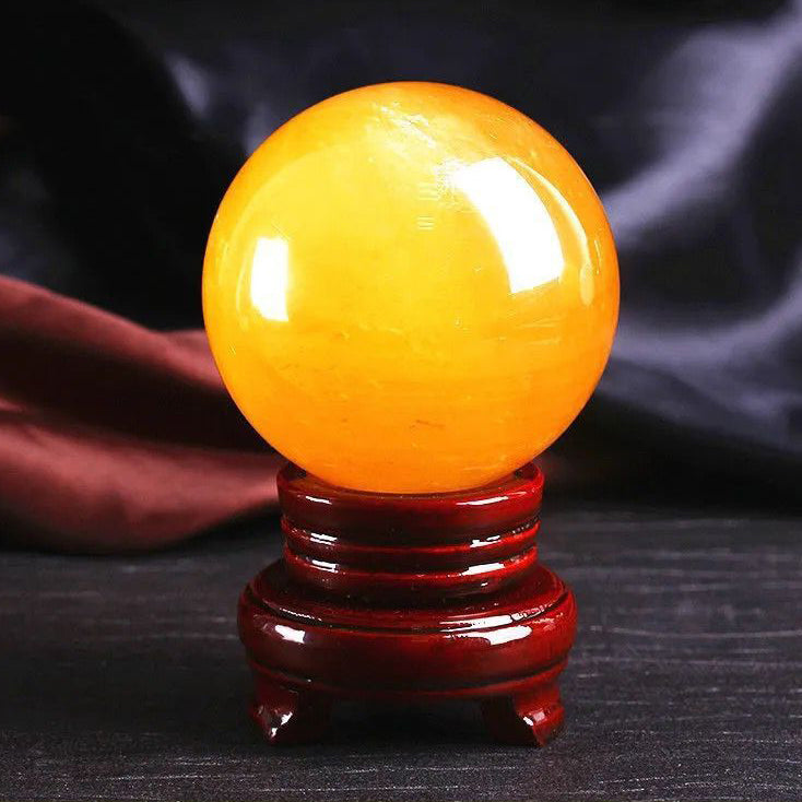 10 CM Yellow Quartz Stone Ball Ornament W1701