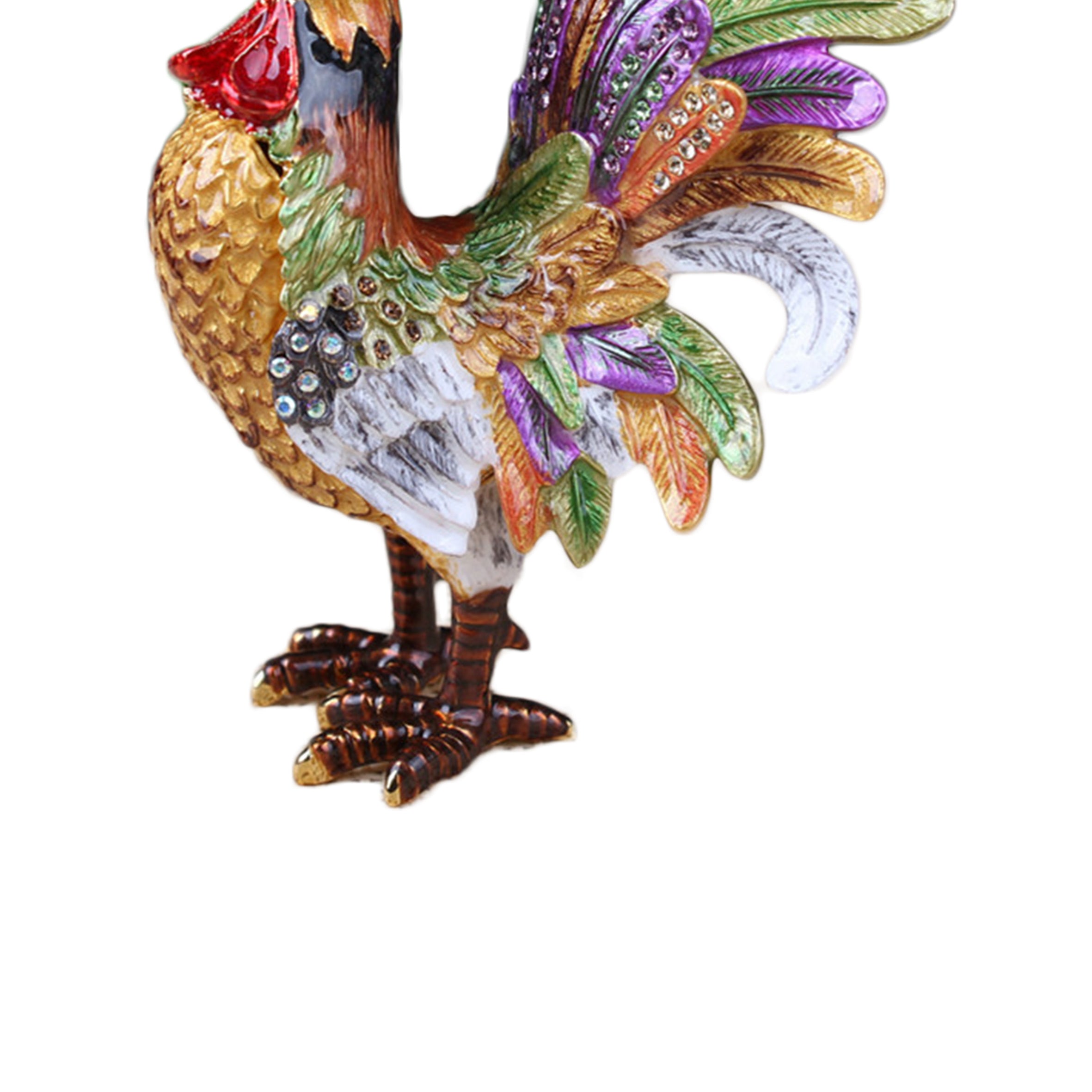Rooster Alloy Enamel Jewelry Box Ornament W1773