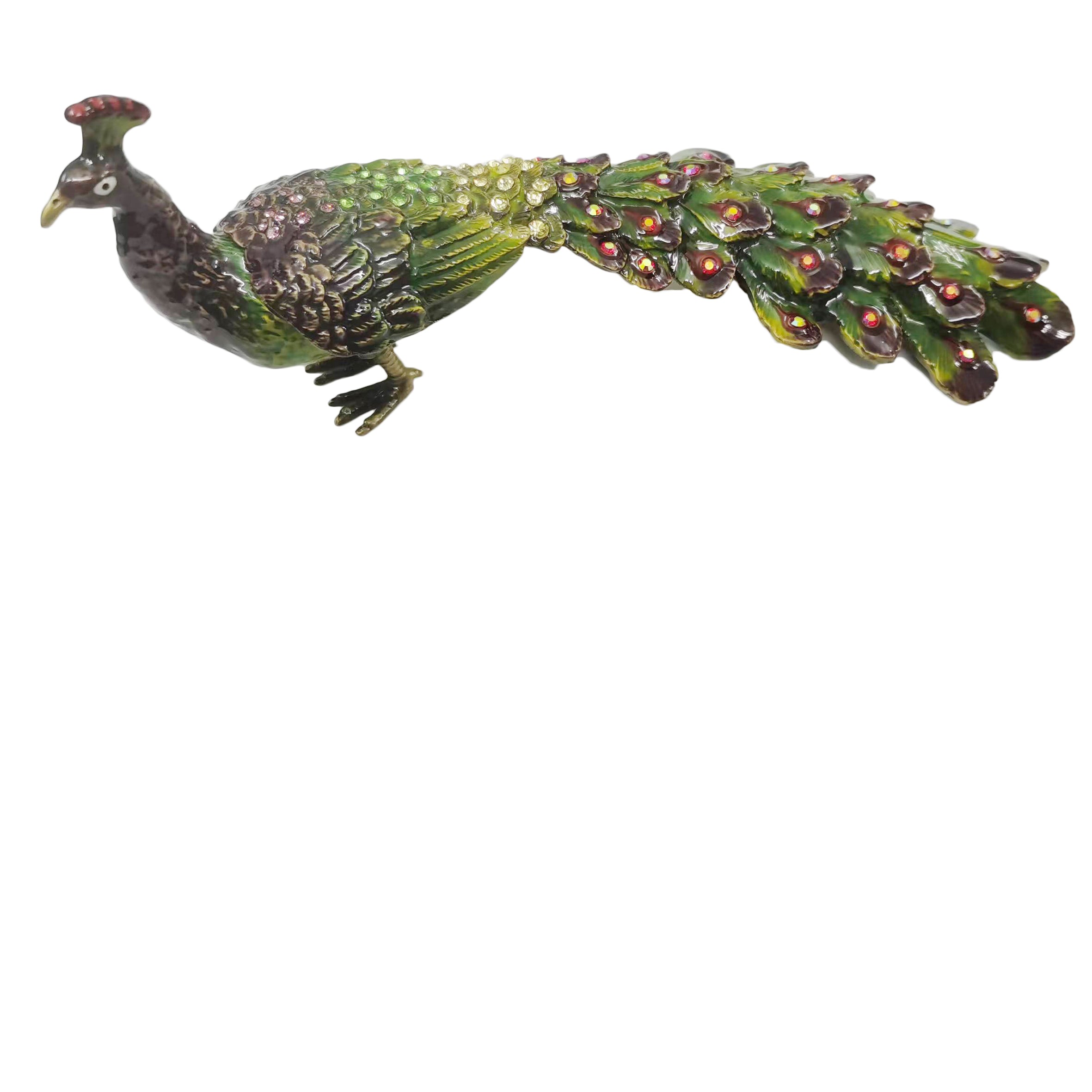 Peacock Alloy Enamel Jewelry Box Ornament W1775