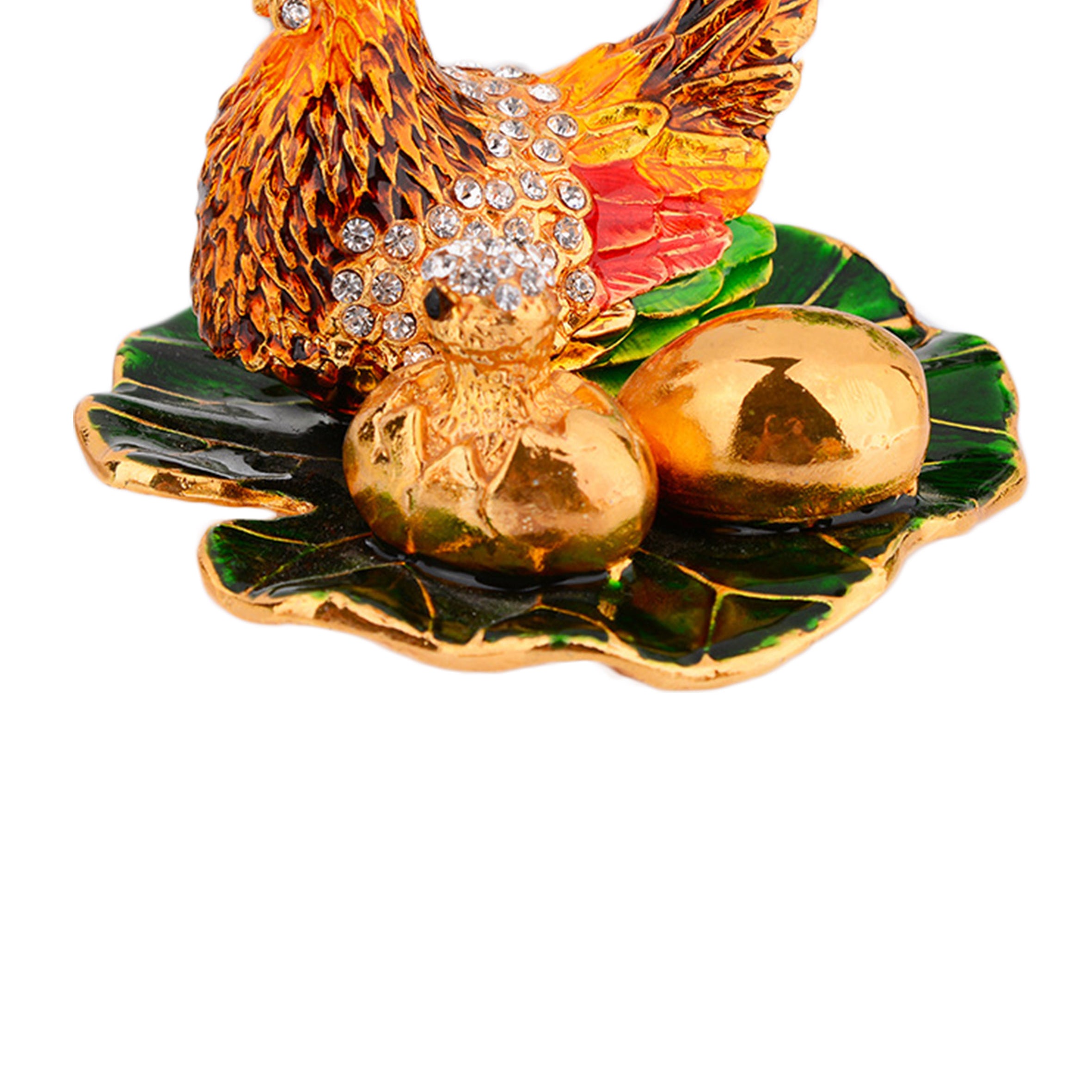 Hens Lay Eggs Rhinestone Jewelry Box Ornaments W1792