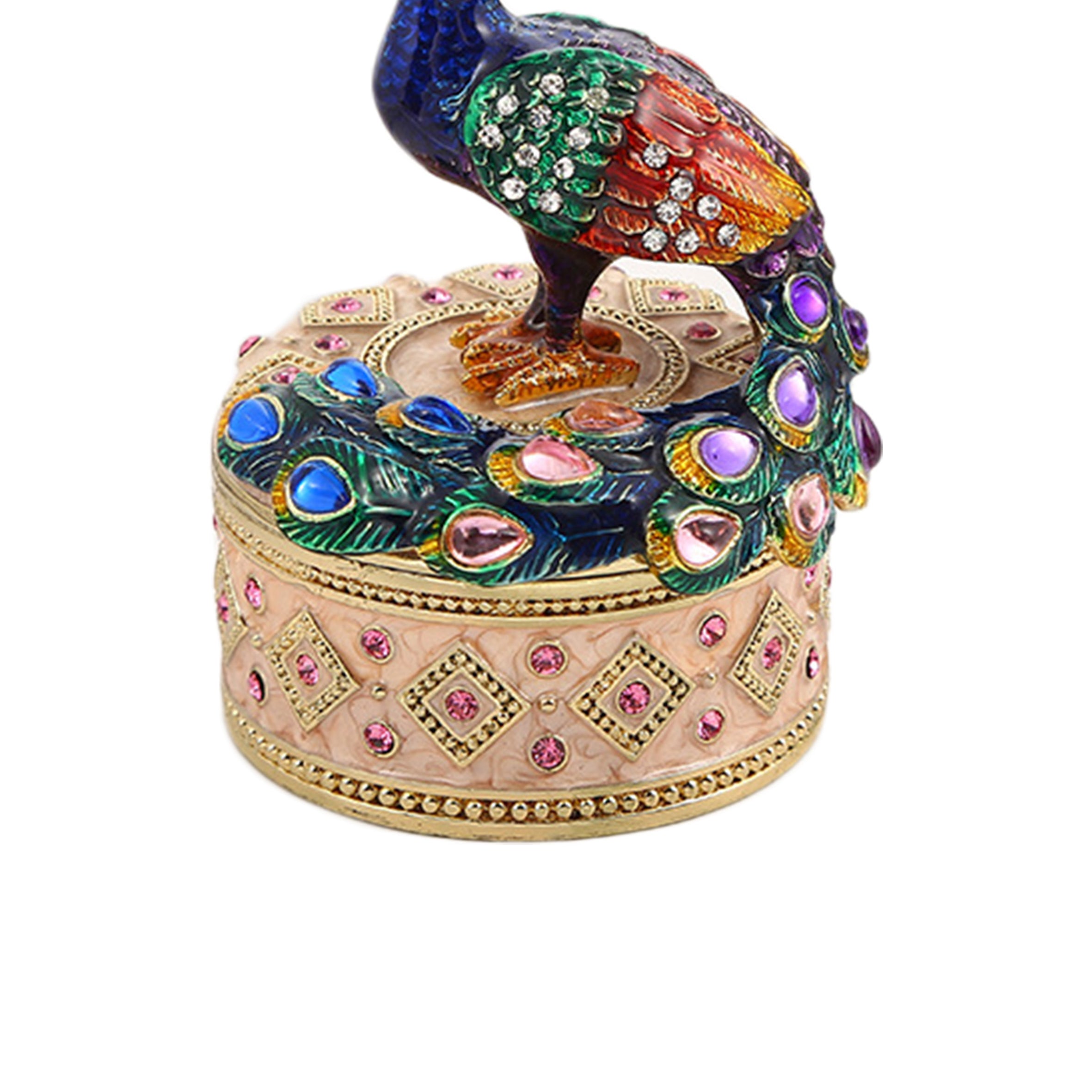 Peacock Rhinestone Jewelry Box Ornaments W1804