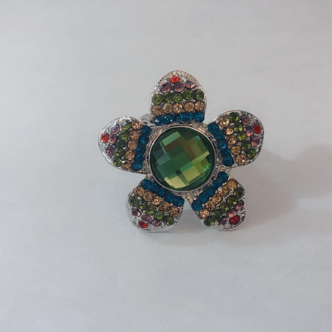 Rhinestone Flower Crystal Rings R1232