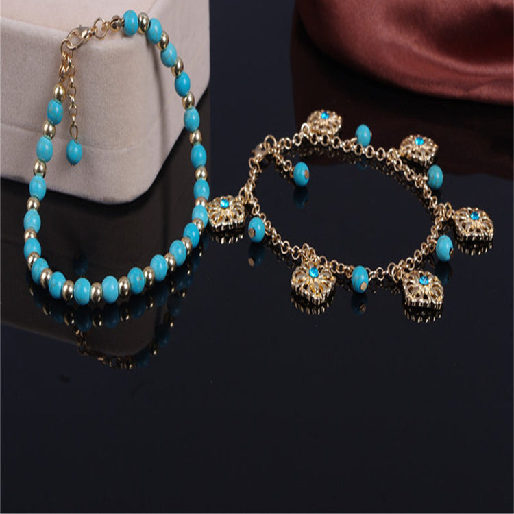 Turquoise Beads Anklet Set AK0012