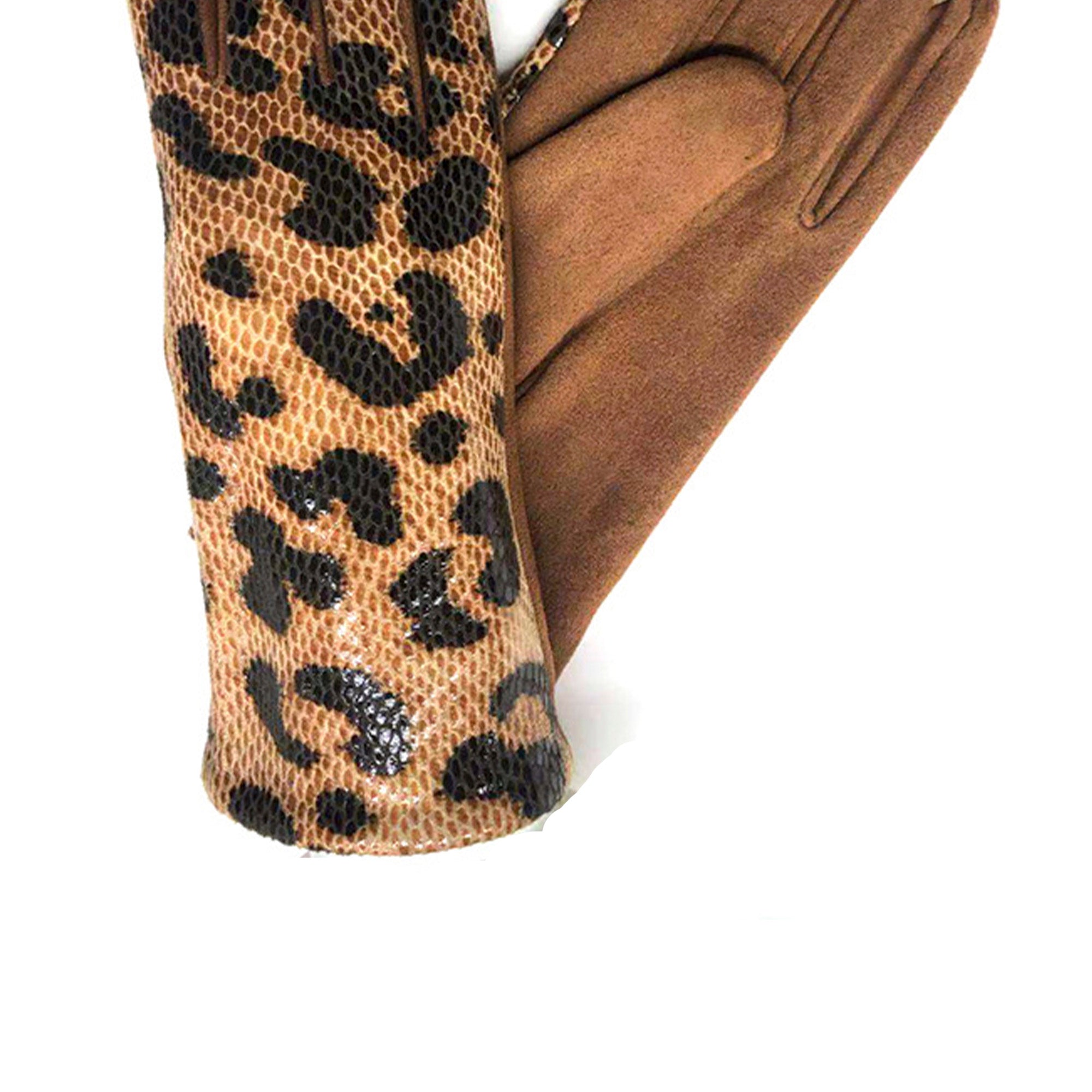 Leopard Printed Suede Gloves GL0004