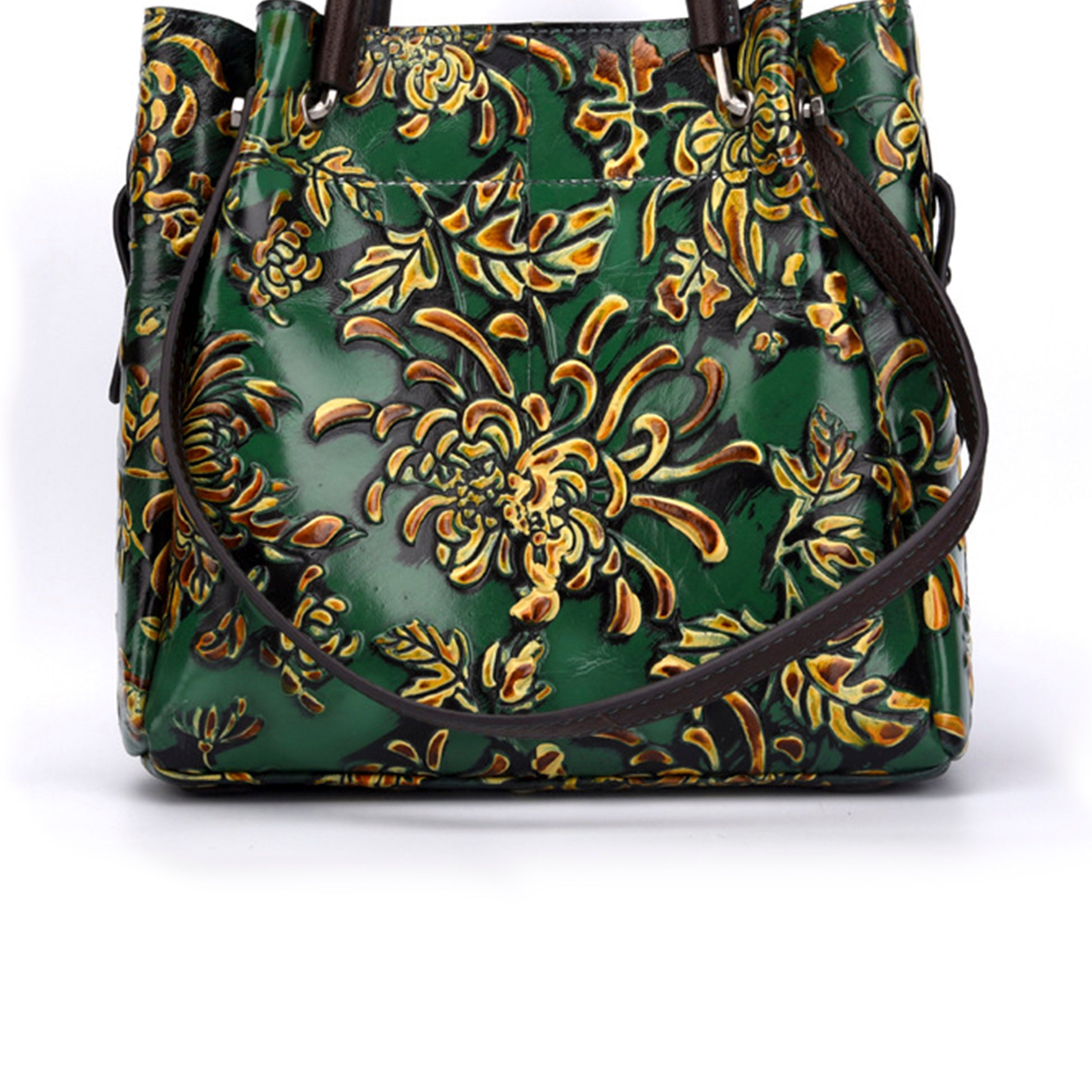 Floral Real Leather Tote Handbags HB1063
