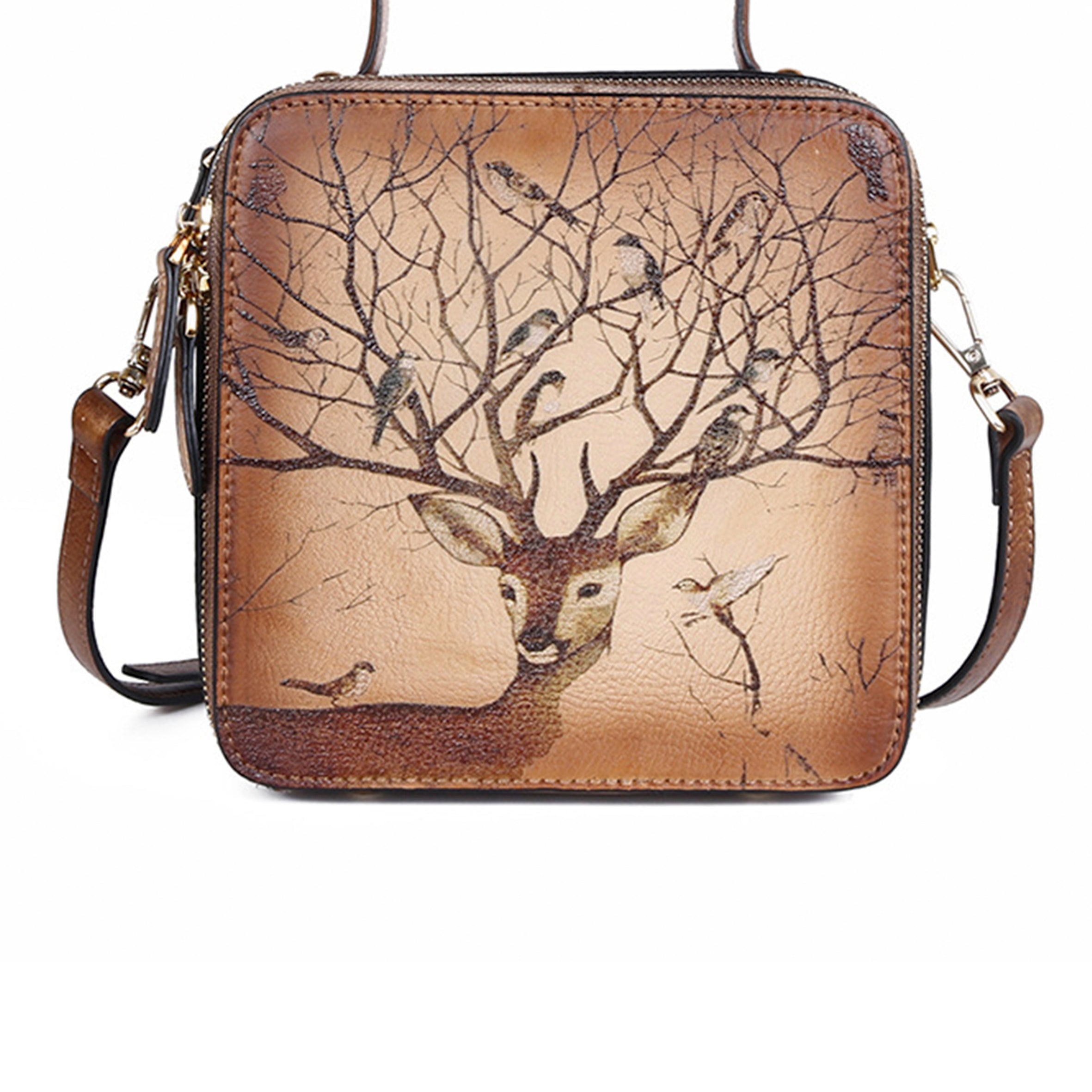 Deer Real Leather Crossbody Handbags HB1064