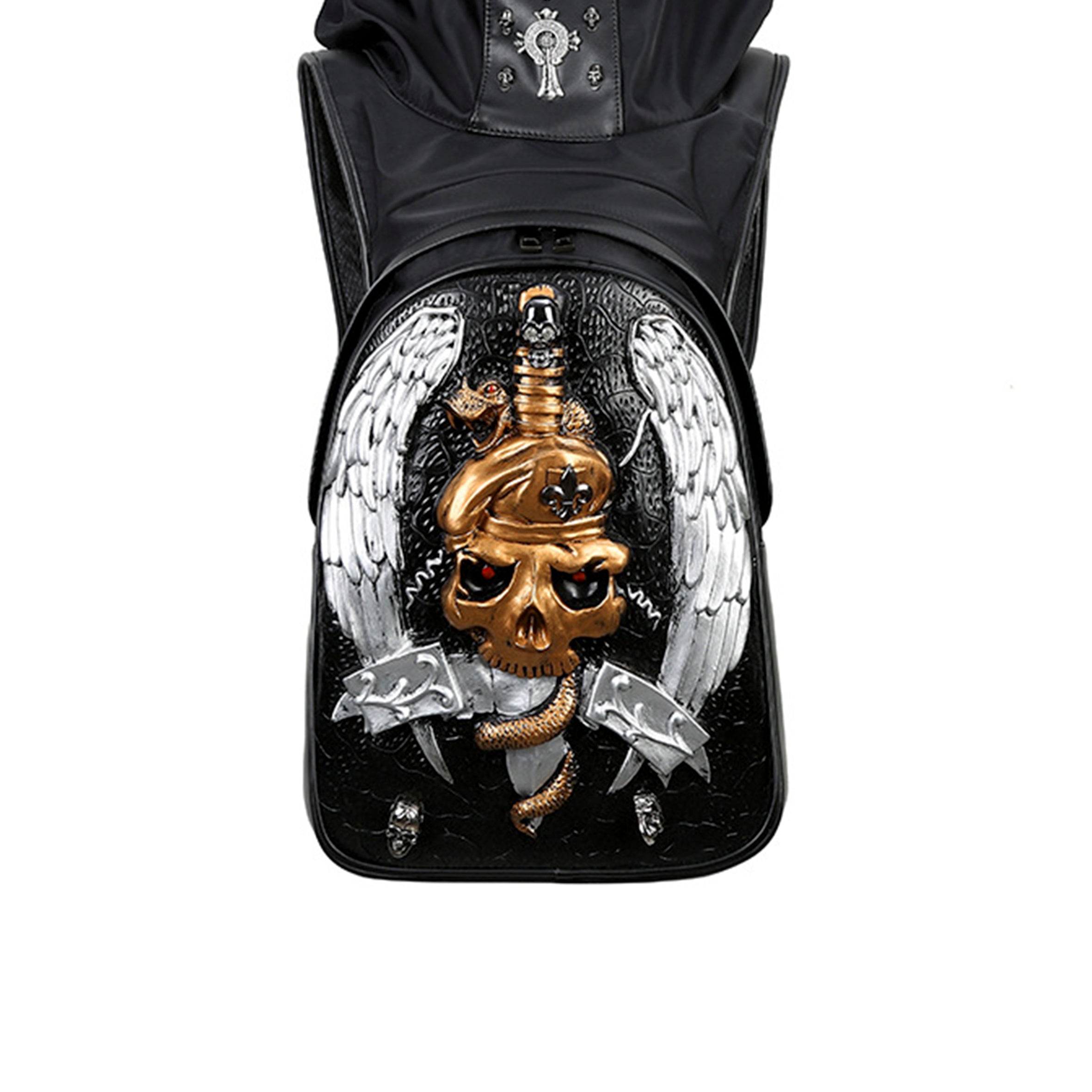 Skull Leather With Hat Backpack HB1532
