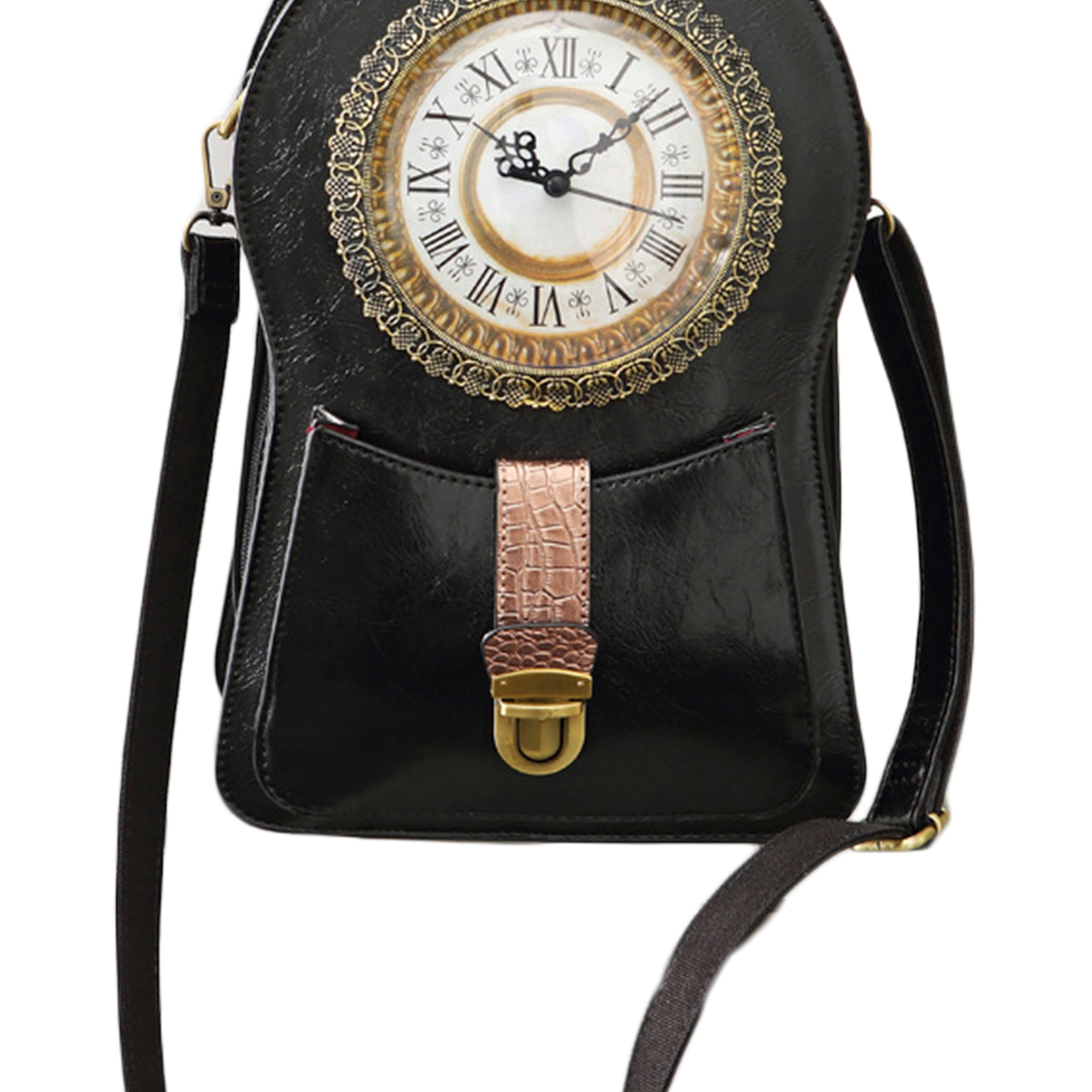 Clock Leather Crossbody Bag HB1597