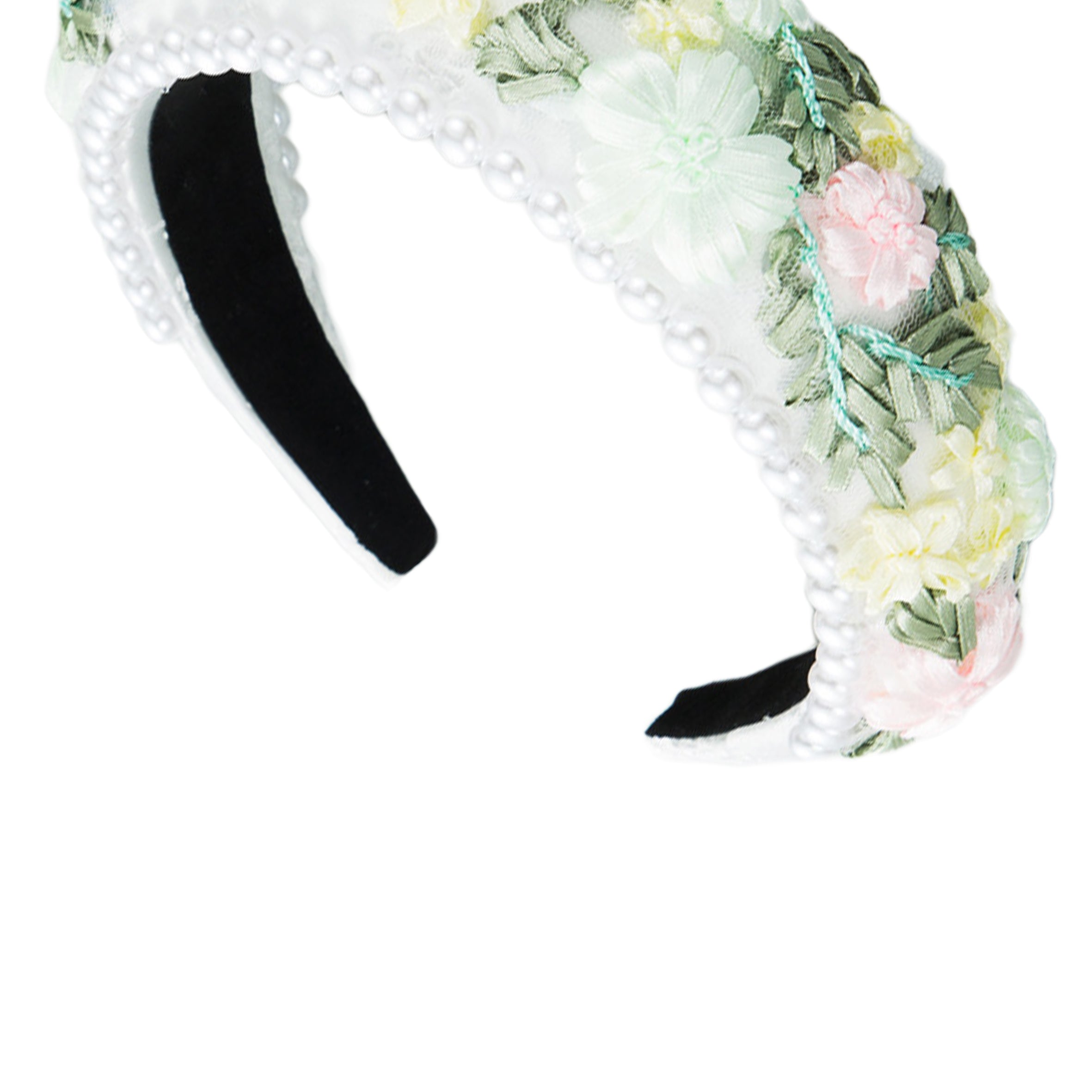 Flower Fabric Pearl Sponge Headband L3570