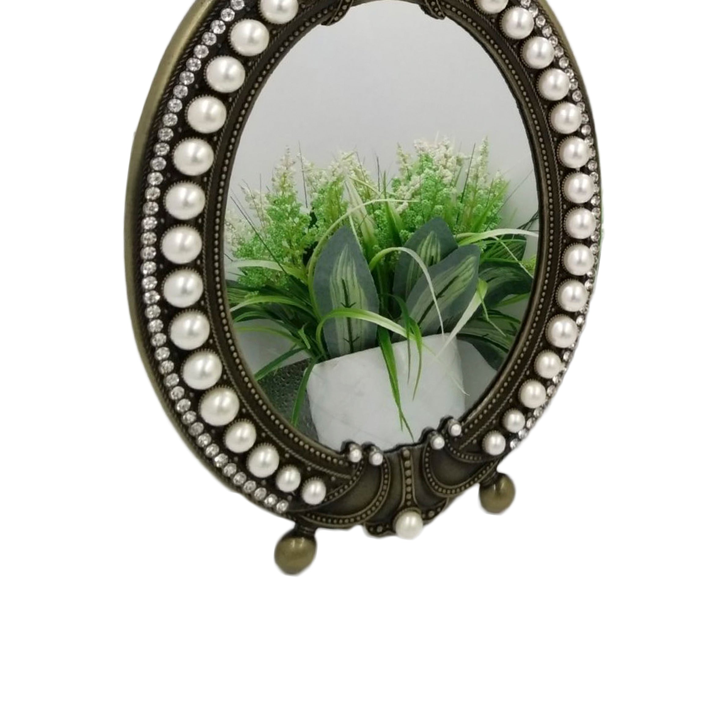 Retro Rhinestone Pearl Mirror Ornament M0425