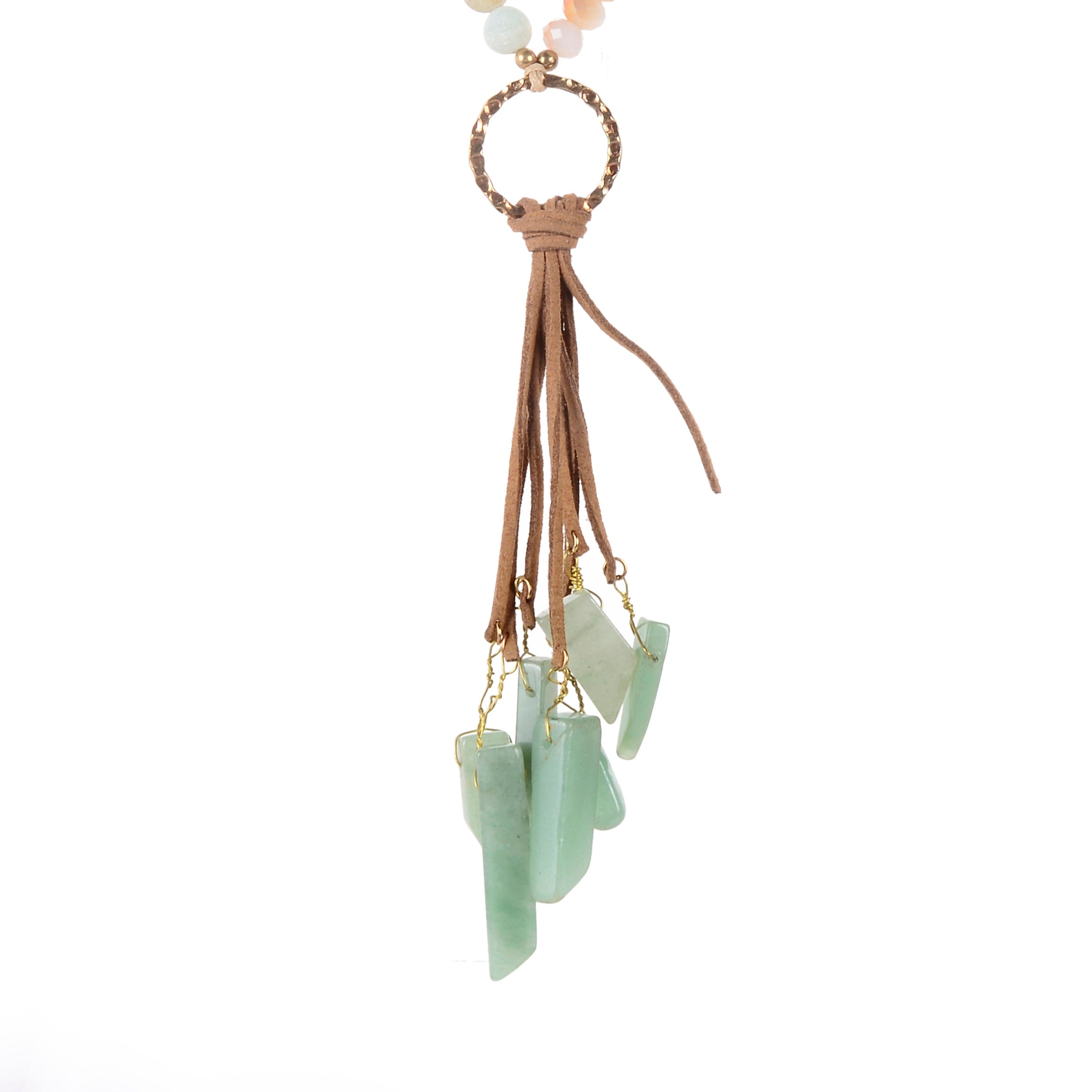 Classic Stone Leatherette Tassel Necklaces N2859